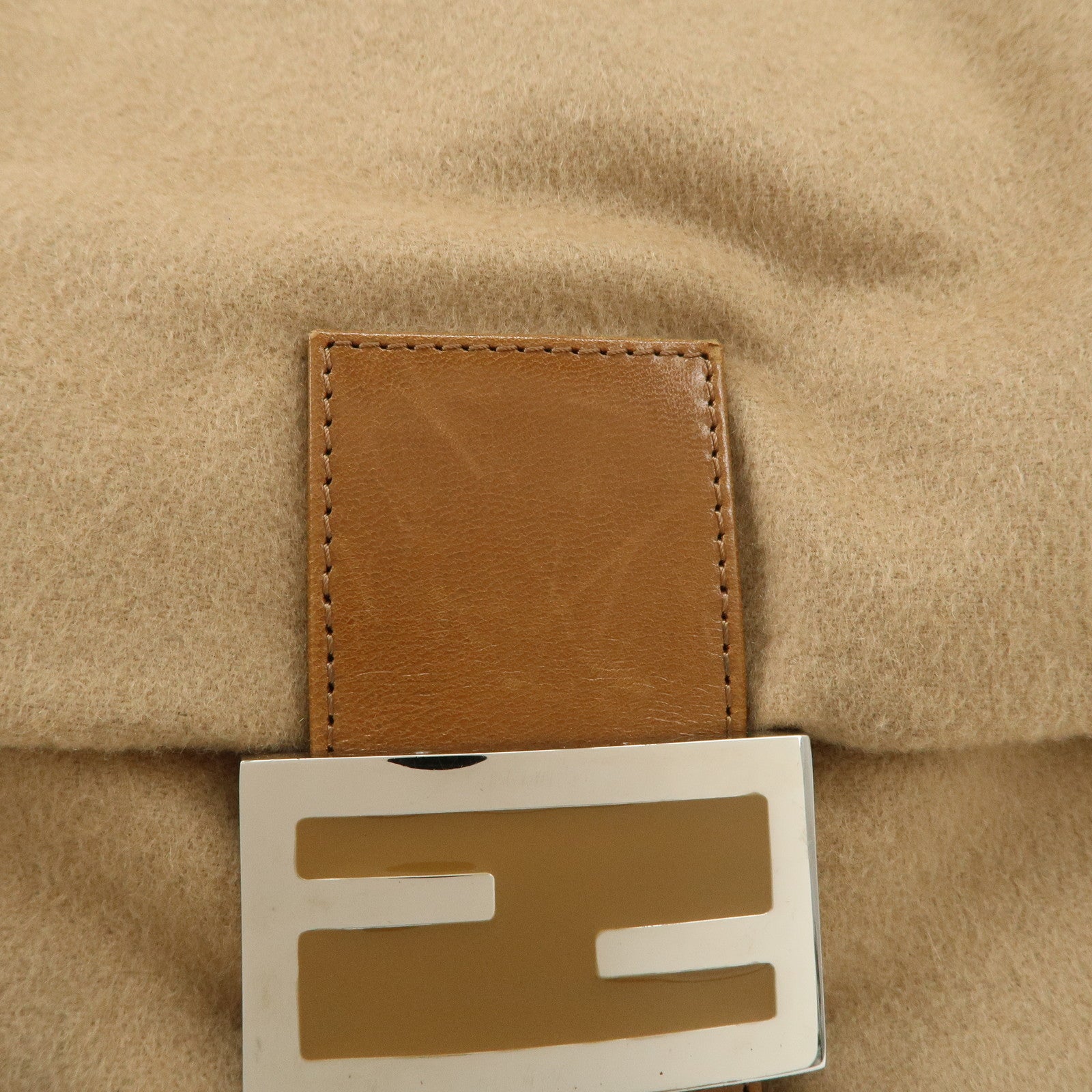 FENDI Zucca Mamma Baguette Wool Shoulder Bag Black Brown 26325