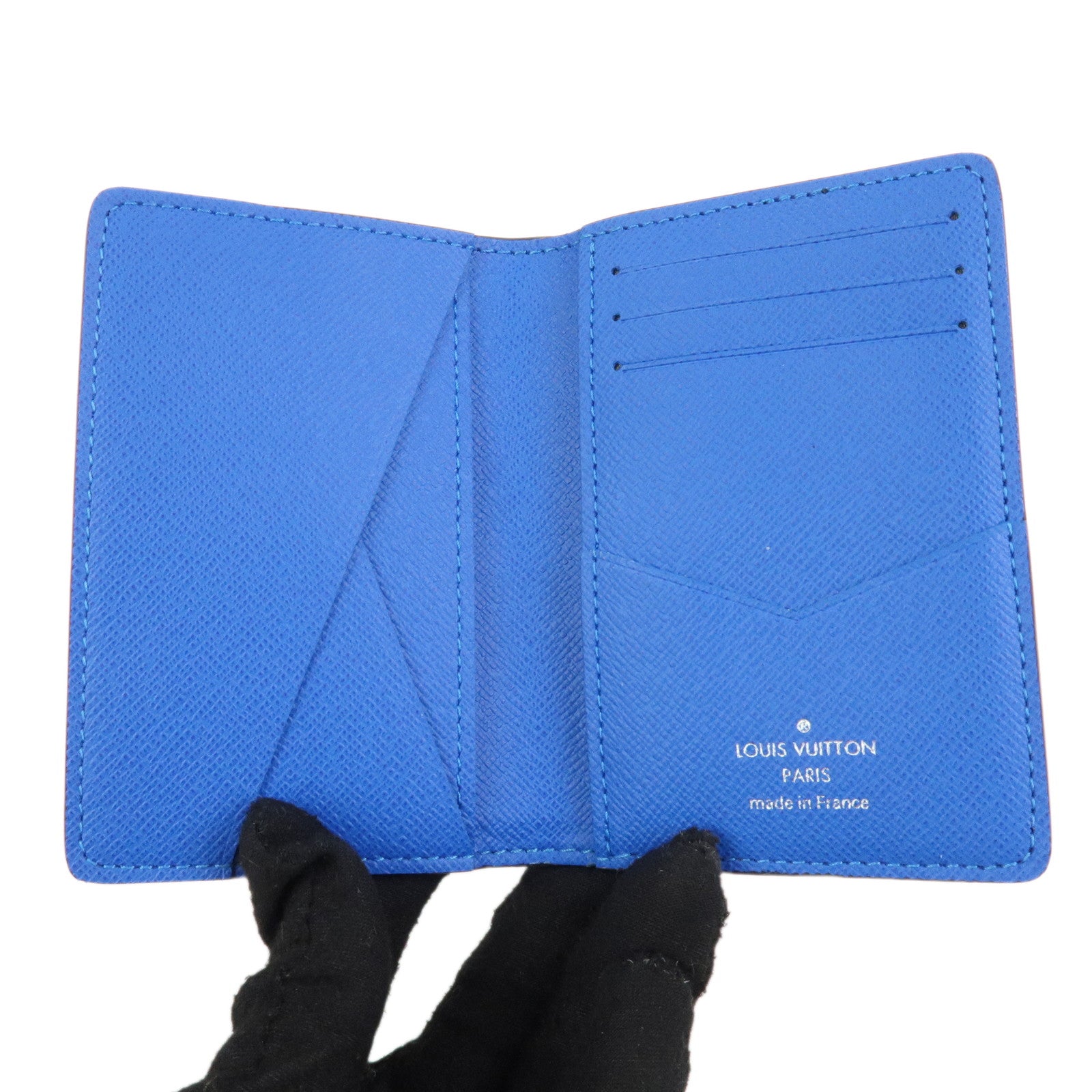 Louis Vuitton Taiga Organizer de Posh Card Case Noir Blue M63329