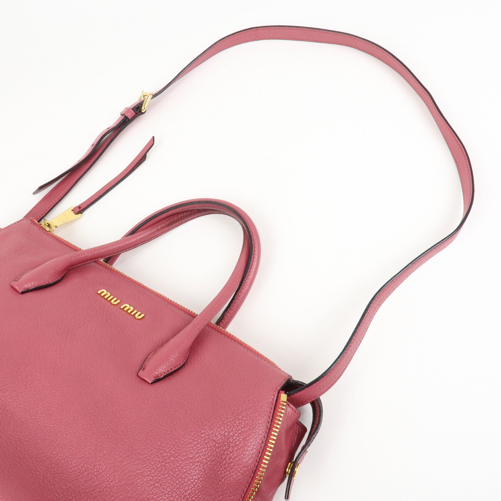 MIU MIU Logo Madras Leather 2WAY Bag Hand Bag Shoulder Bag RN1016