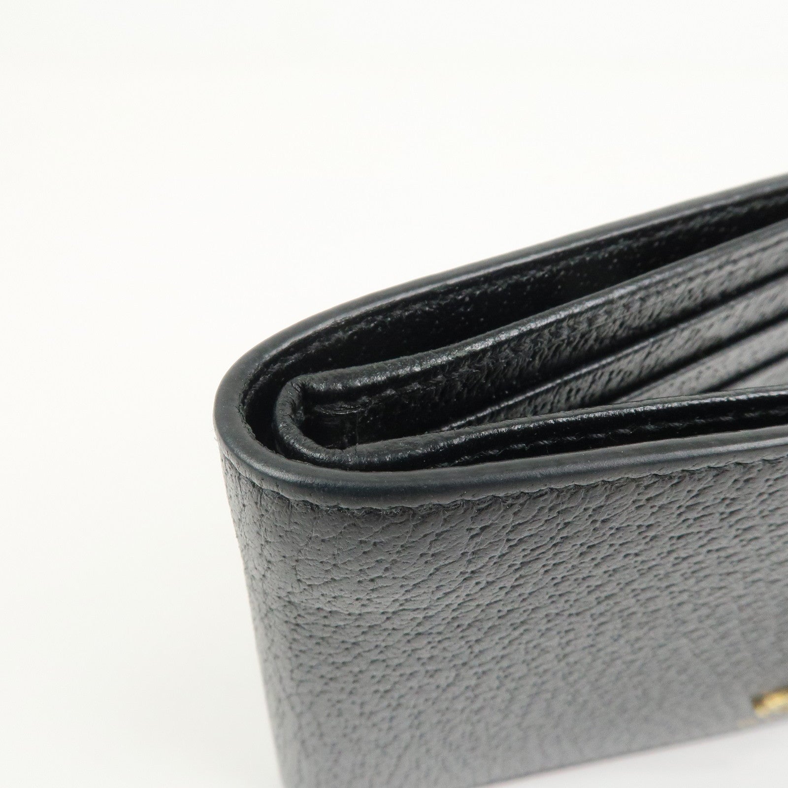 GUCCI Animalier Leather Bi-fold Compact Wallet Black 523664