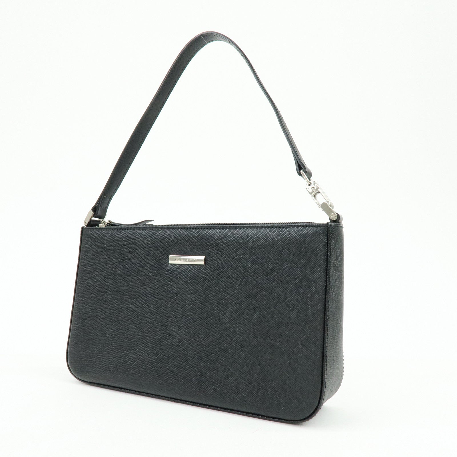 BURBERRY Leather Hand Bag Nova Plaid Black