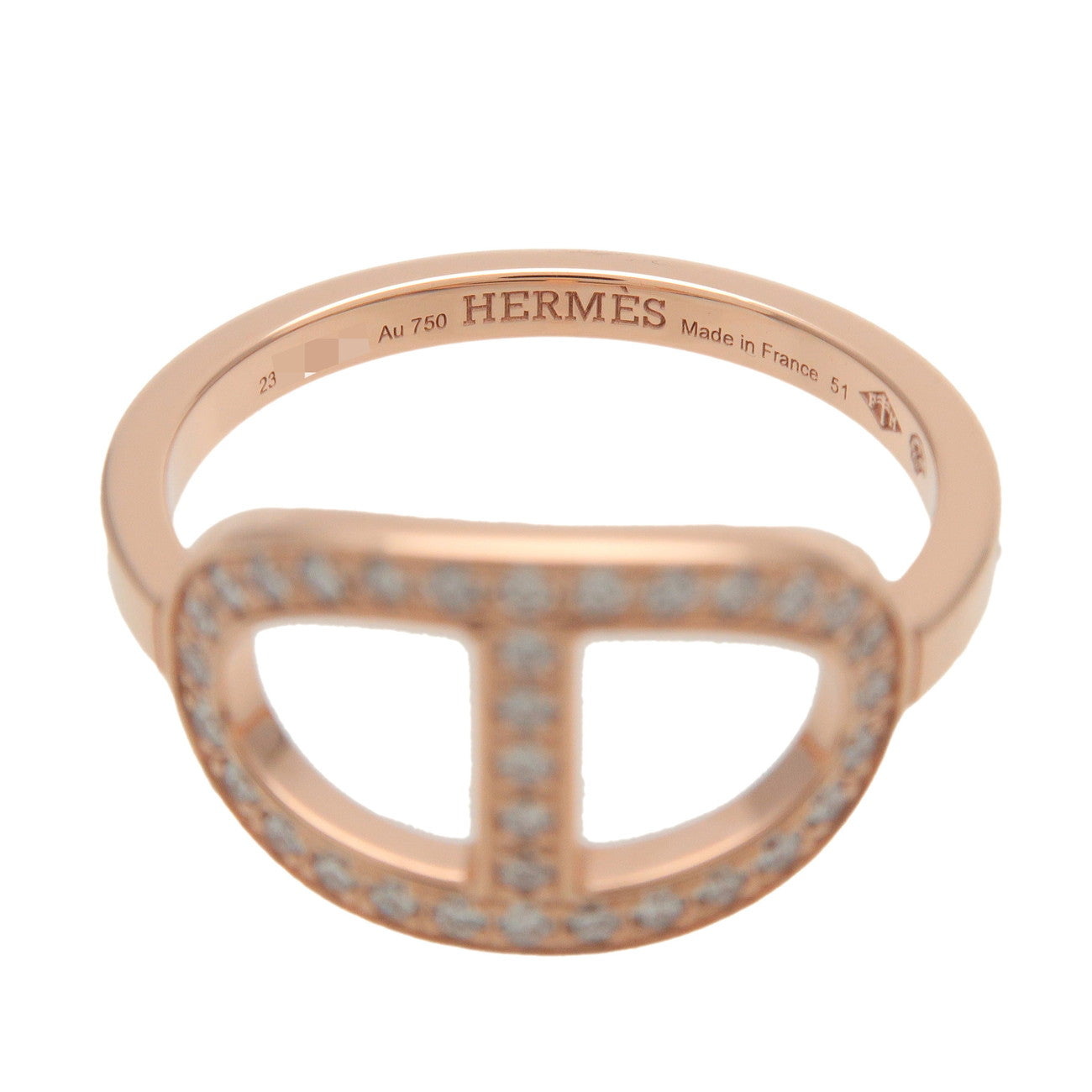 HERMES Chaine d'Ancre Contour MM Diamond Ring 750PG Rose Gold