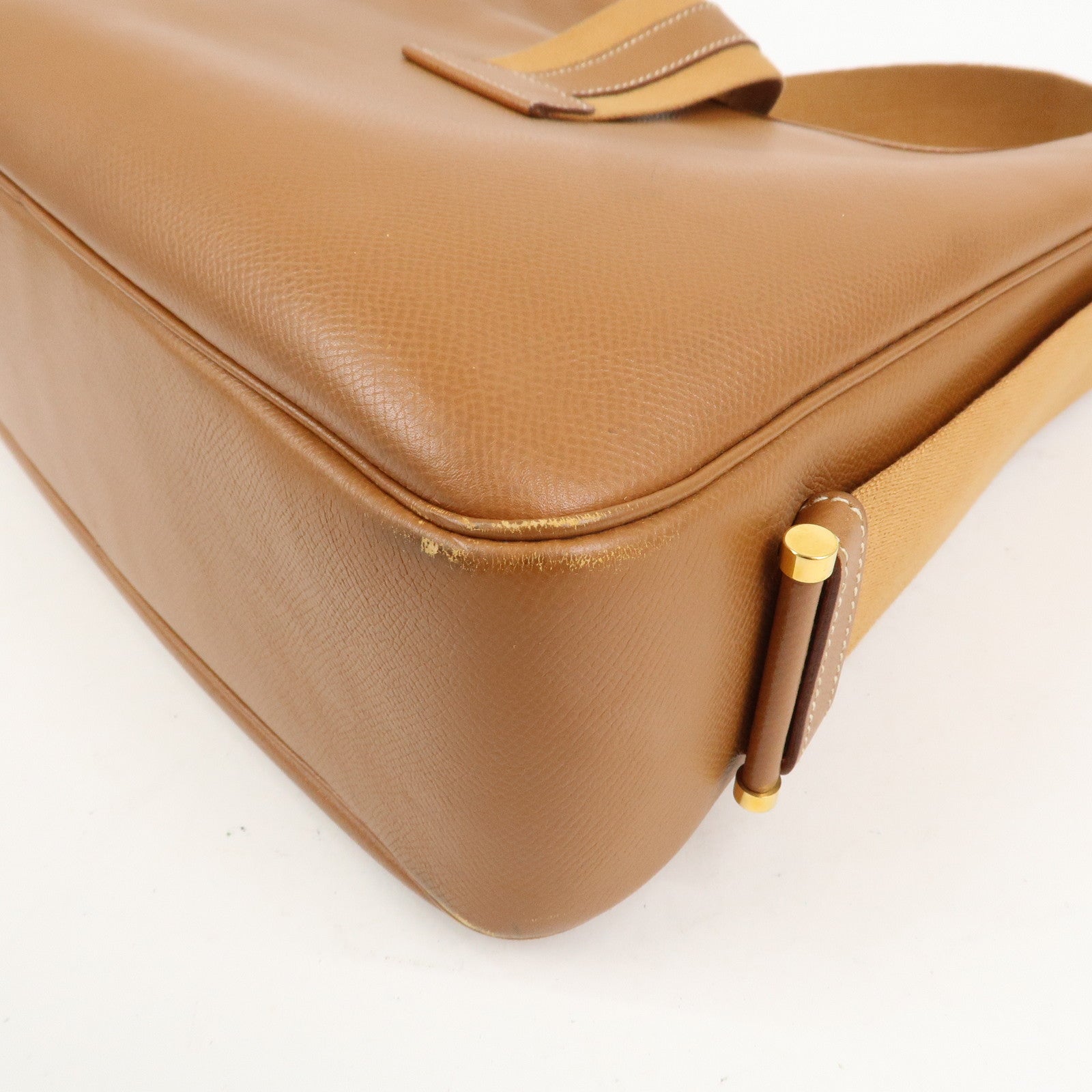 HERMES Saco Leather Shoulder Bag B Stamped Brown Gold HDW