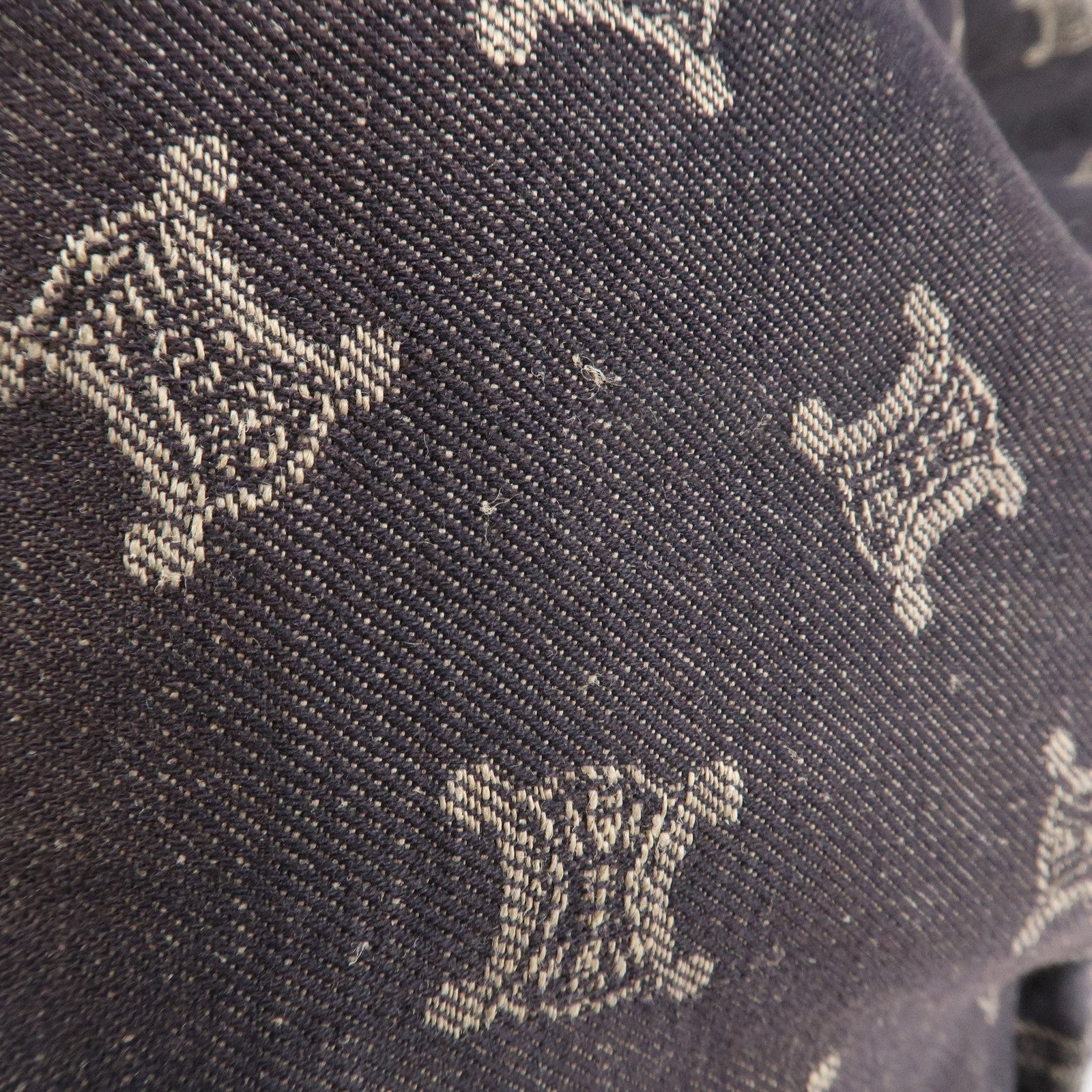 CELINE Macadam Denim Leather 2Way Shoulder Bag Indigo Blue Brown