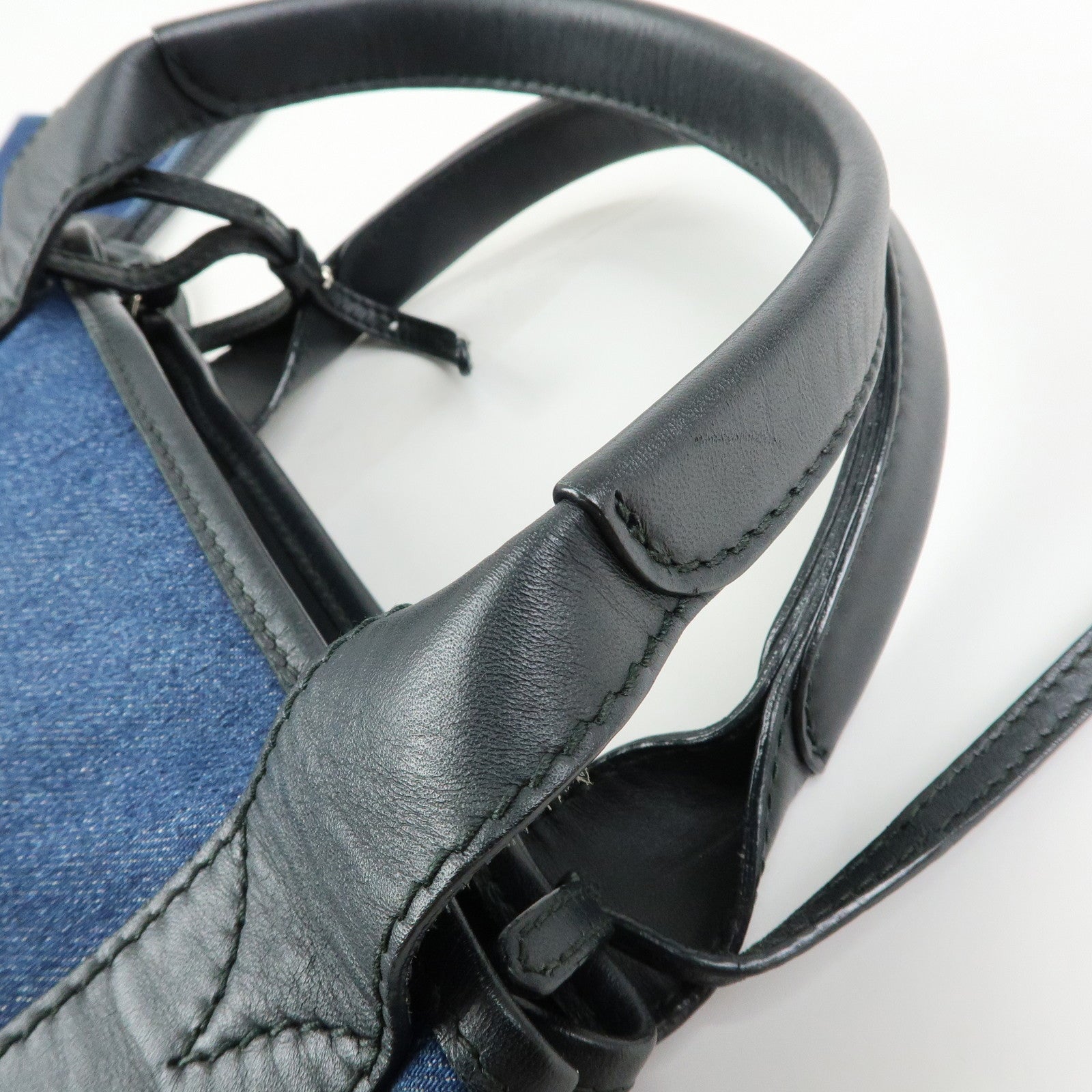 BALENCIAGA Baby Cabas Denim 2Way Bag Hand Shoulder Bag Blue Black