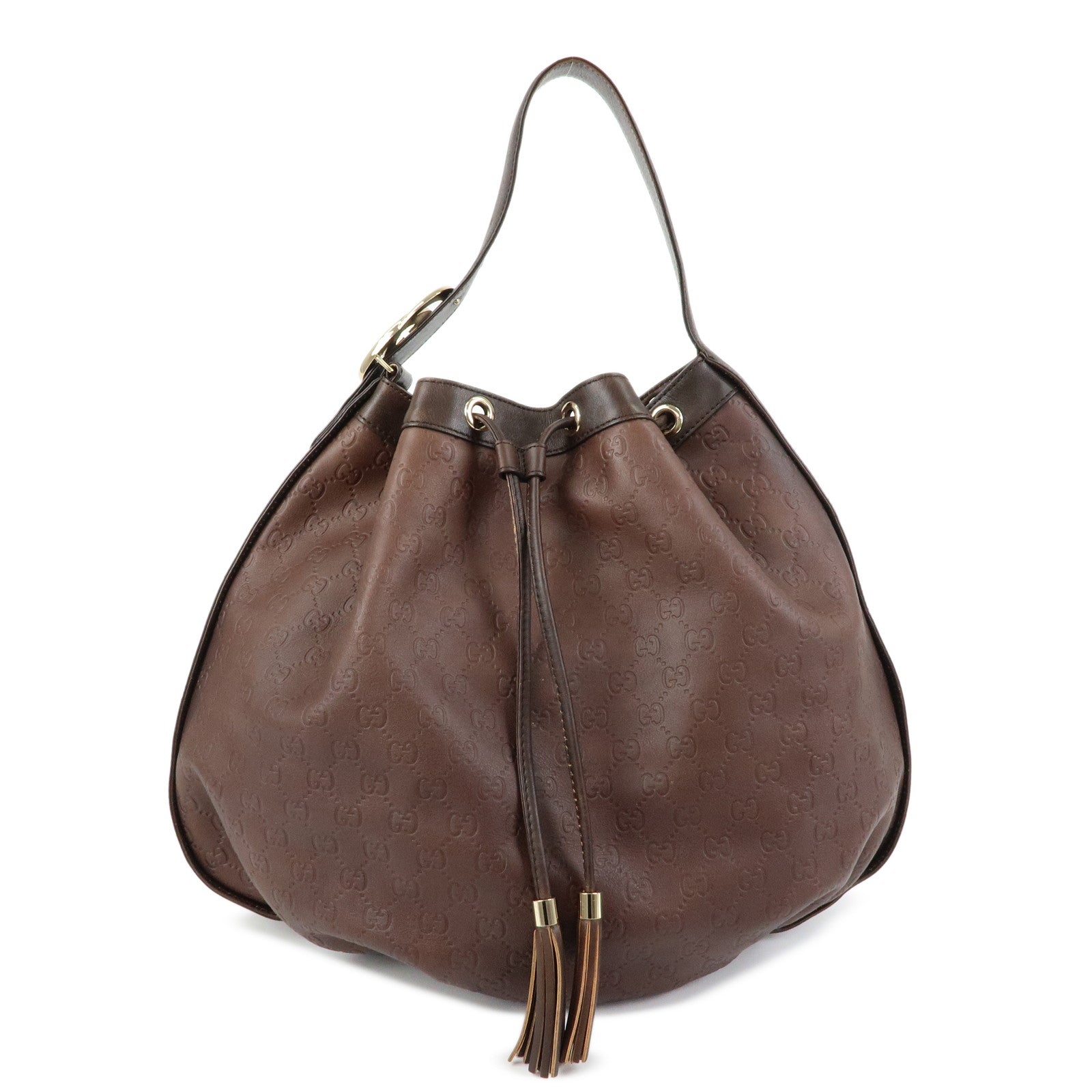 GUCCI Interlocking G Guccissima Leather Shoulder Bag Brown 223951