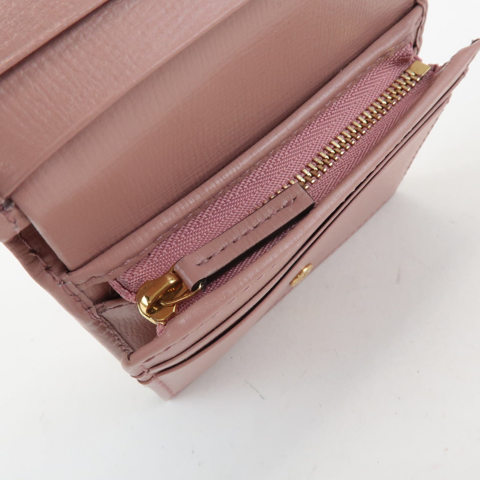 GUCCI Horsebit Leather Bi-fold Wallet Small Wallet Pink 621887 Used