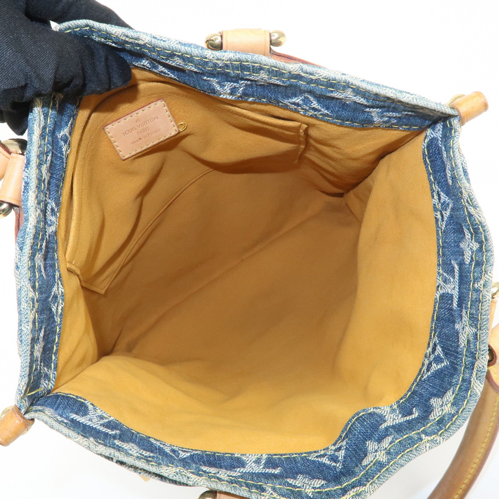 Louis Vuitton Monogram Denim Flat Shopper Tote Bag Blue M95018