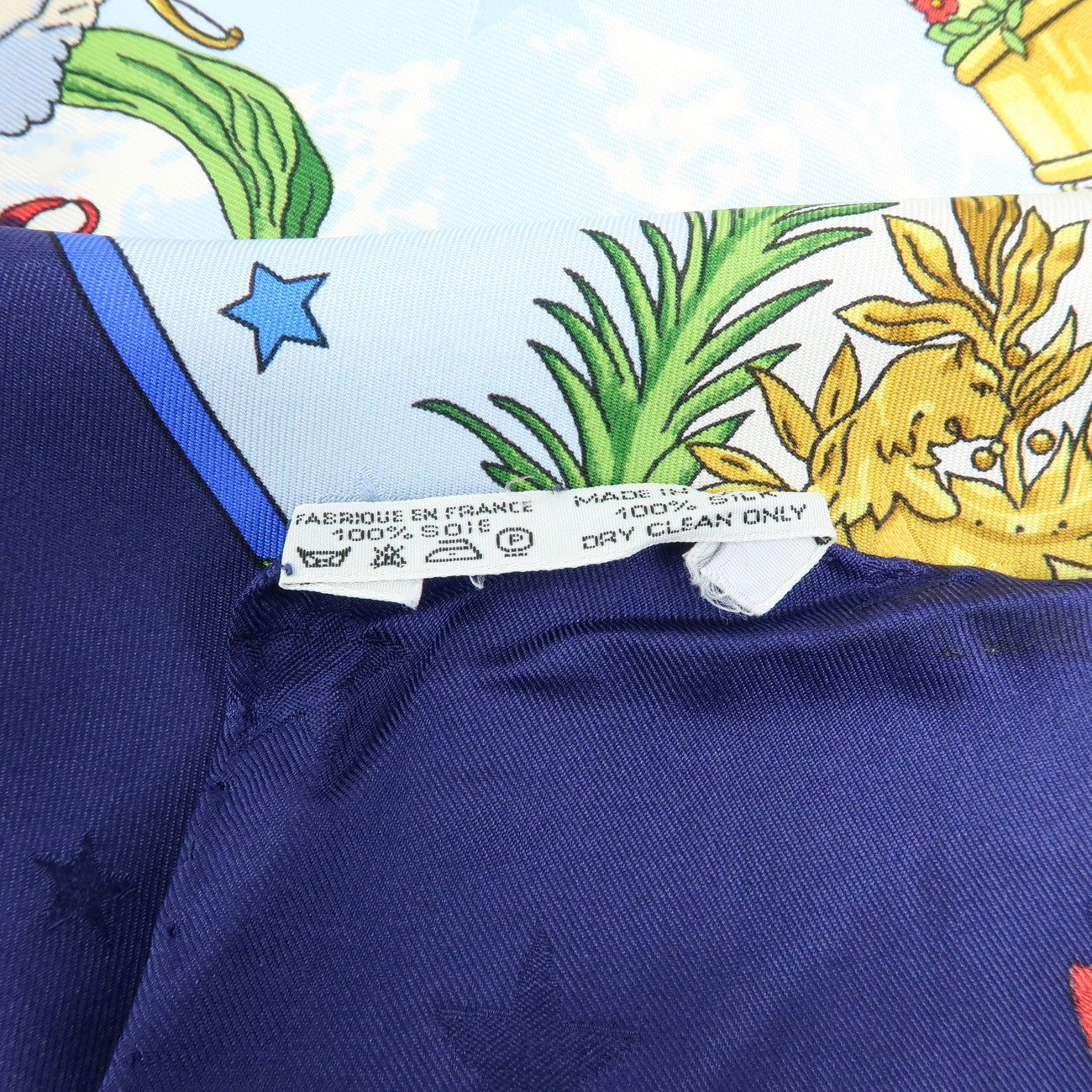 HERMES Carre 90 Silk 100% Scarf Emblemes de L’Europe Light Blue