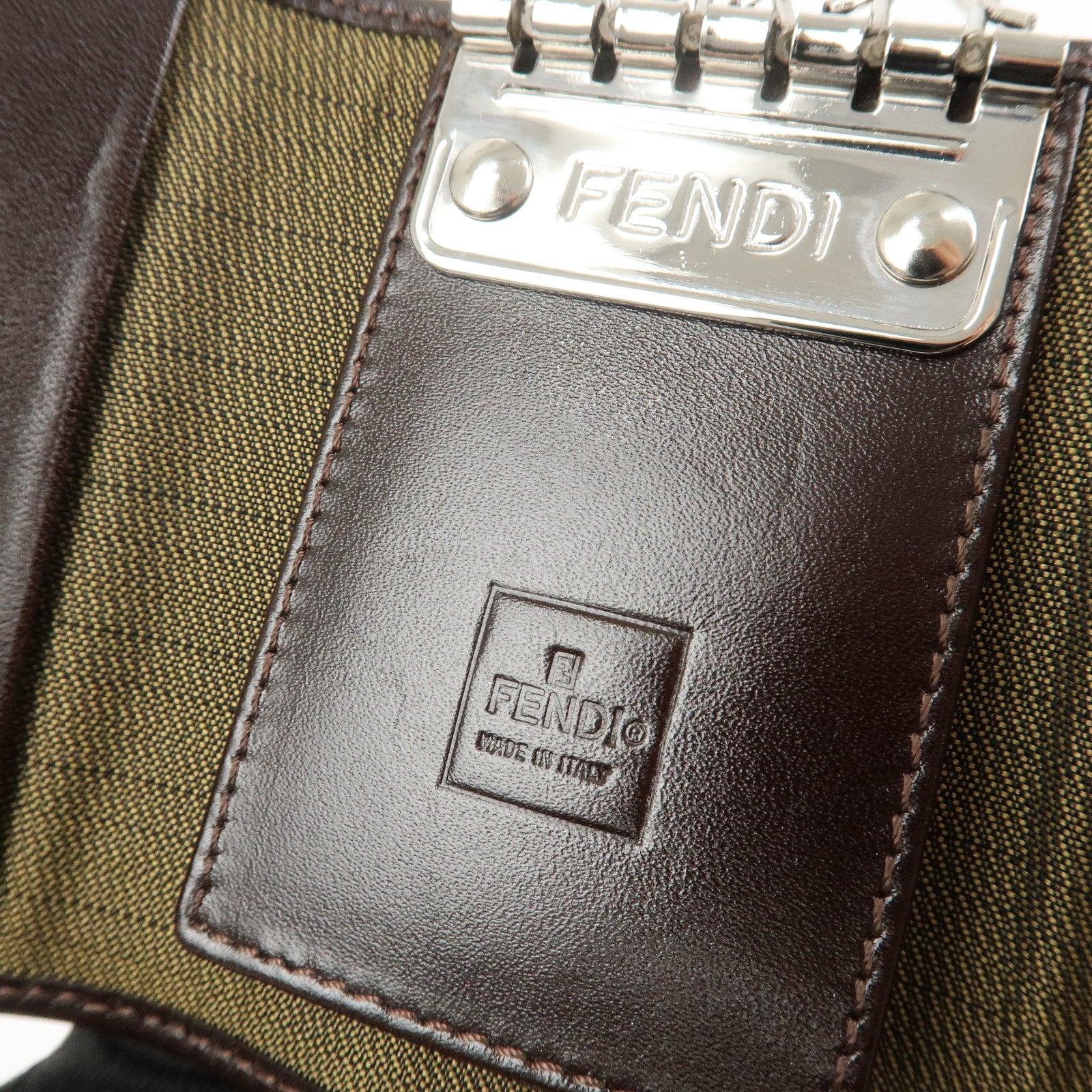 FENDI Zucca Canvas Leather 6 Ring Key Case Key Holder Brown 10163