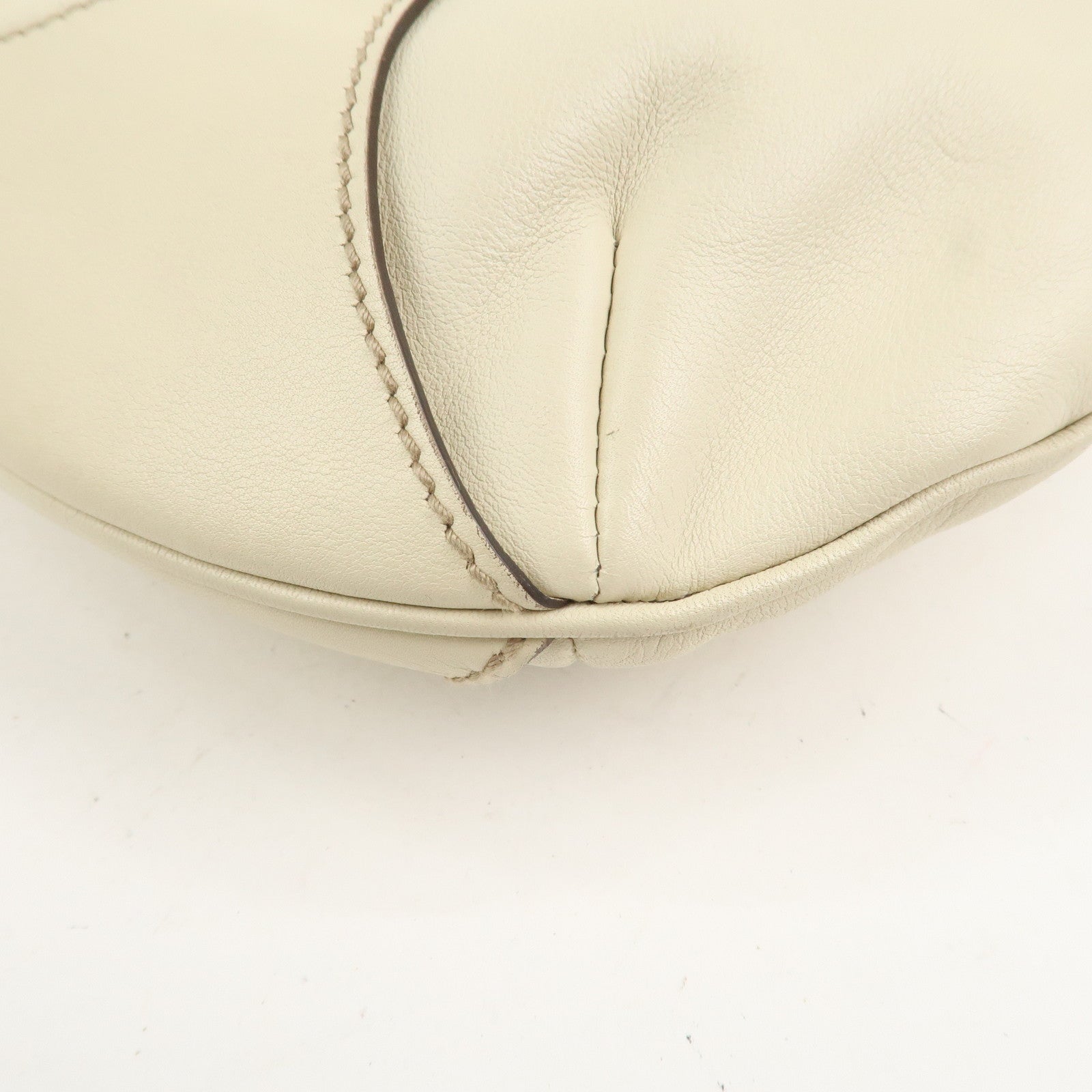 GUCCI Horsebit Bamboo Leather Shoulder Bag Ivory 154378