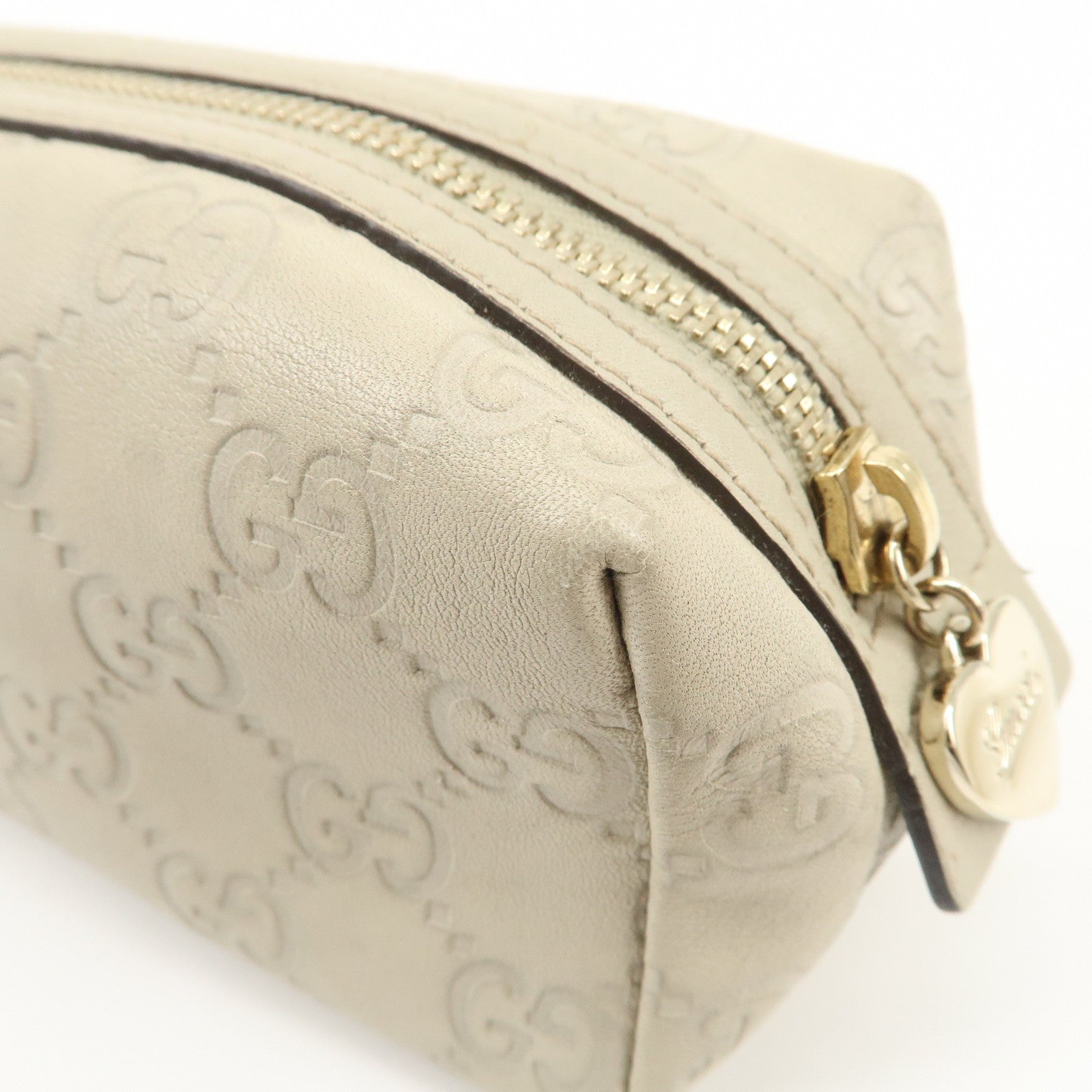 GUCCI Guccissima Leather Pouch Cosmetic Pouch Purse Ivory 153228