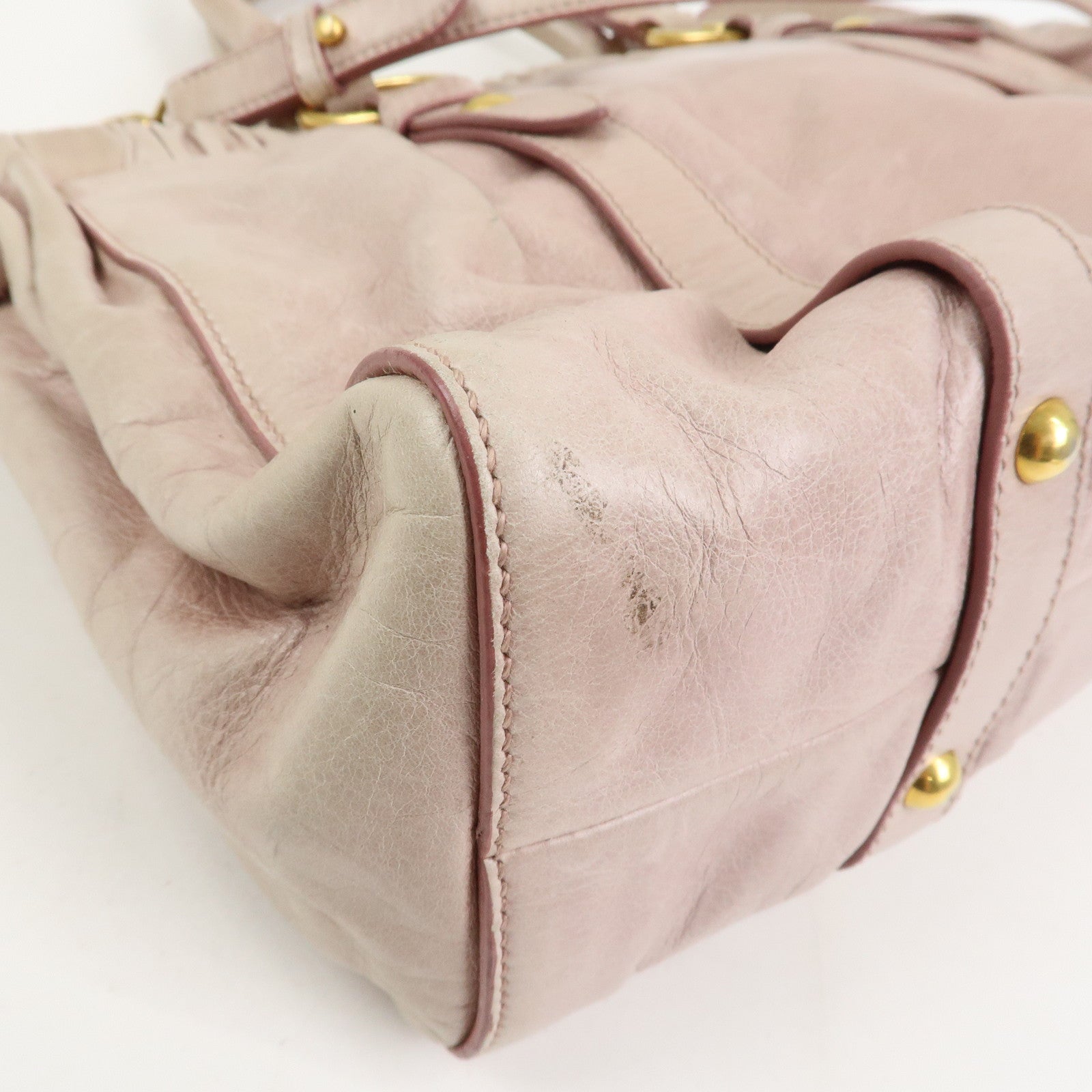 MIU MIU Logo Leather 2Way Bag Shoulder Bag Hand Bag Pink RT0383