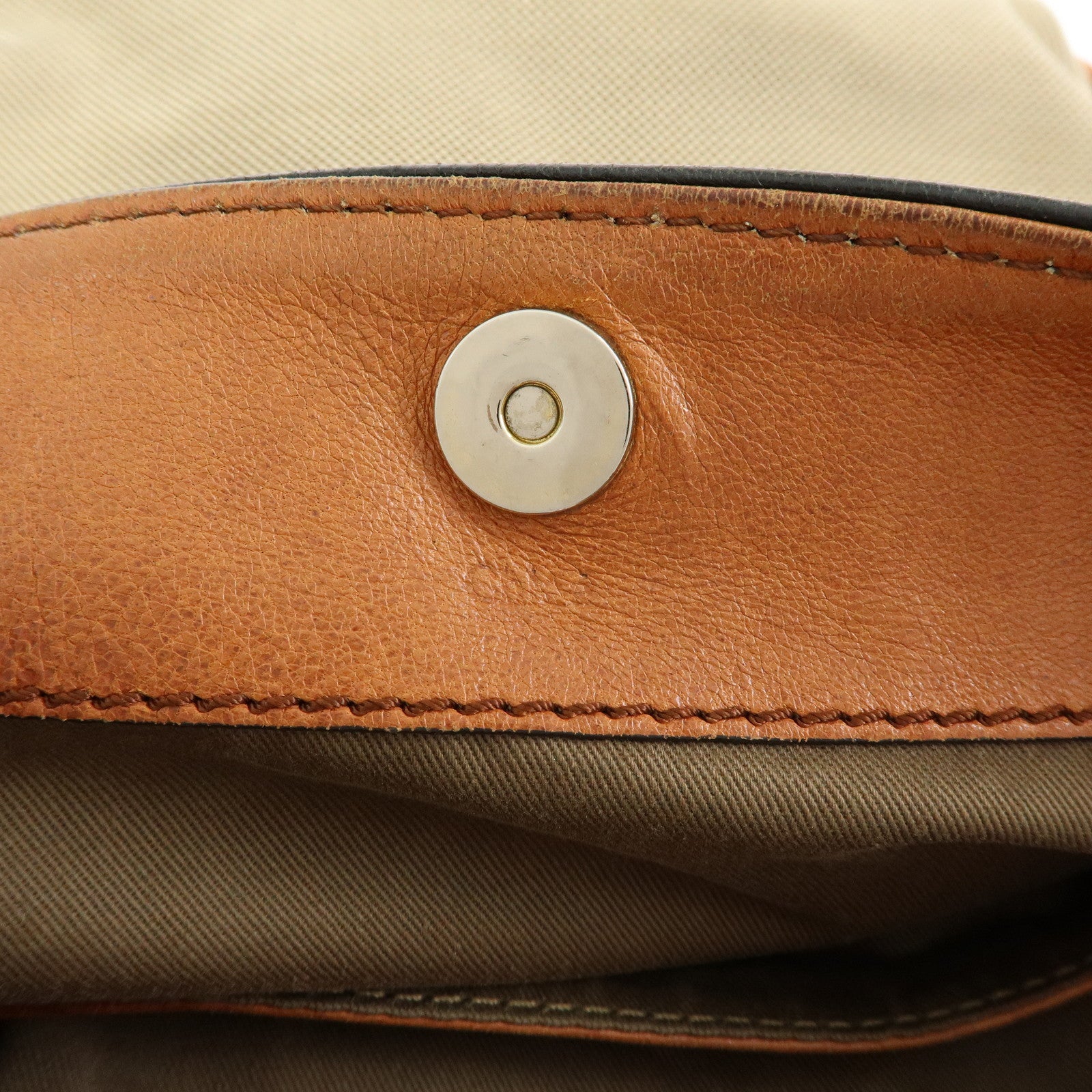 Chloe Harley Canvas Leather Shoulder Bag Crossbody Bag Beige Brown