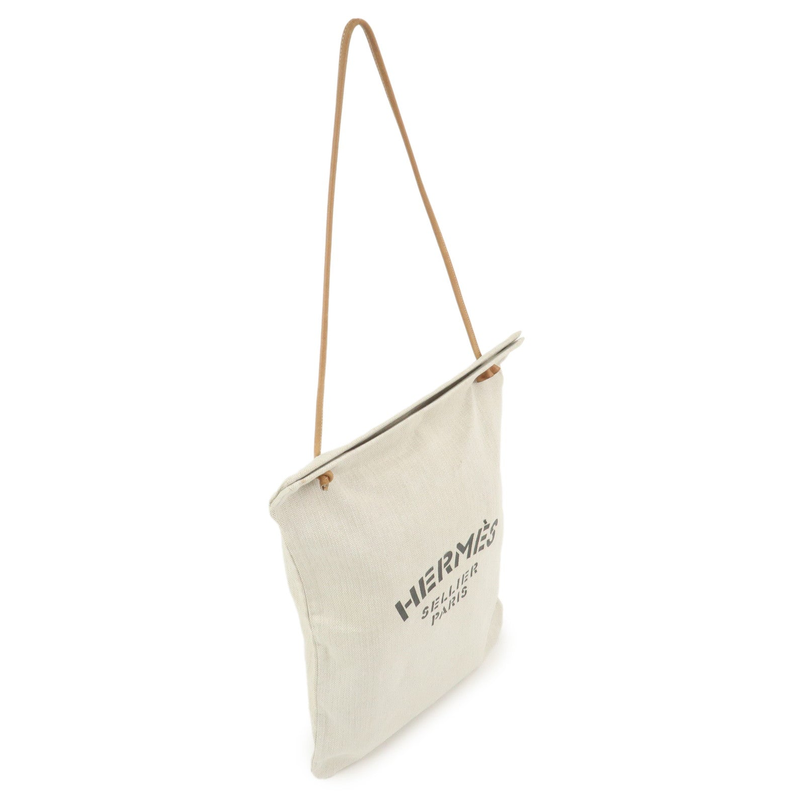HERMES Aline GM Canvas Leather Shoulder Bag Natural