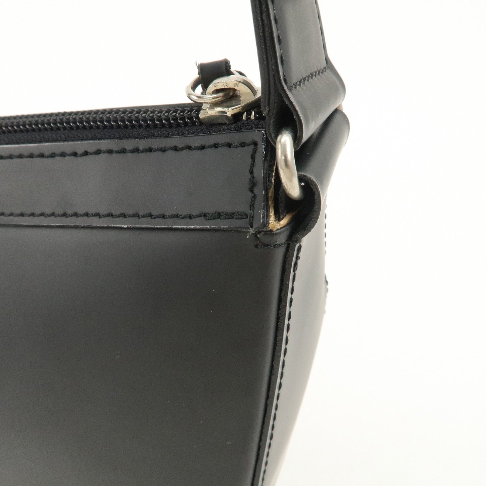 BURBERRY Logo Leather Shoulder Bag Hand Bag Nova Plaid Black Used