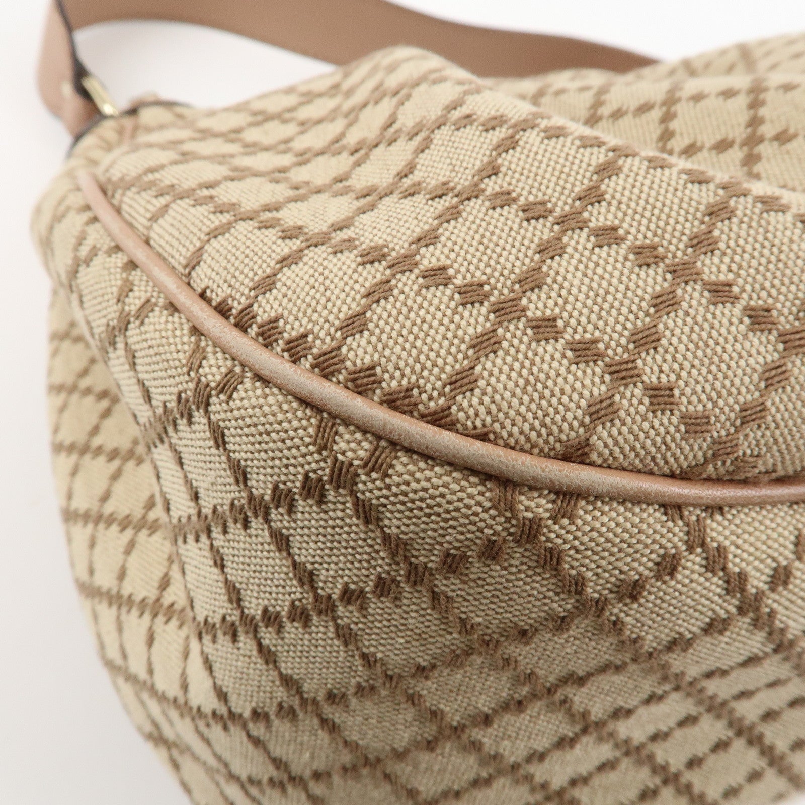 GUCCI Sukey Canvas Leather Shoulder Bag Beige Pink Gold HDW 232955 Used