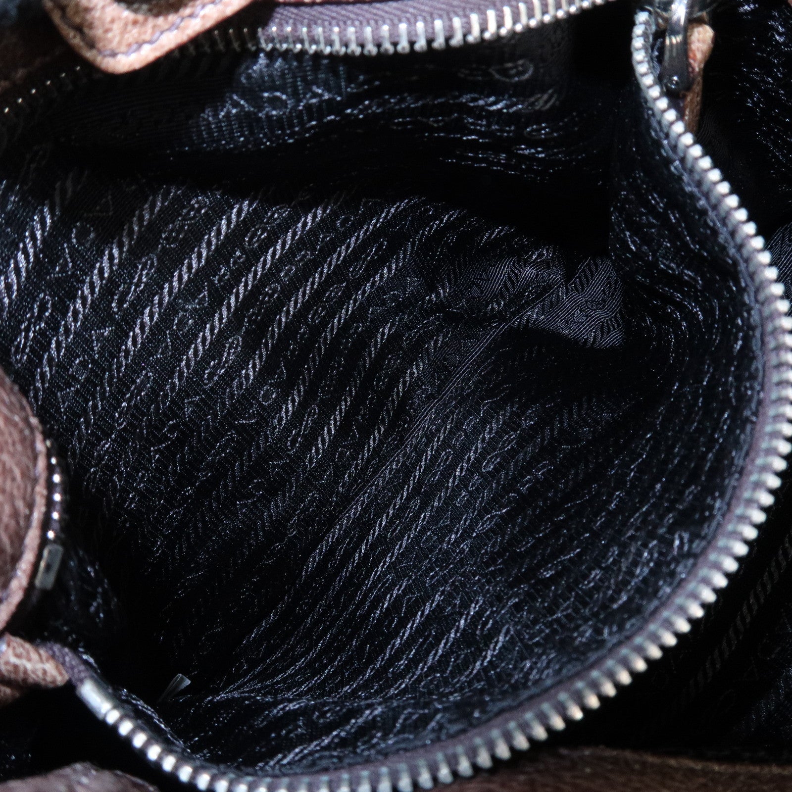 PRADA Logo Leather Shoulder Bag Hand Bag Brown Used