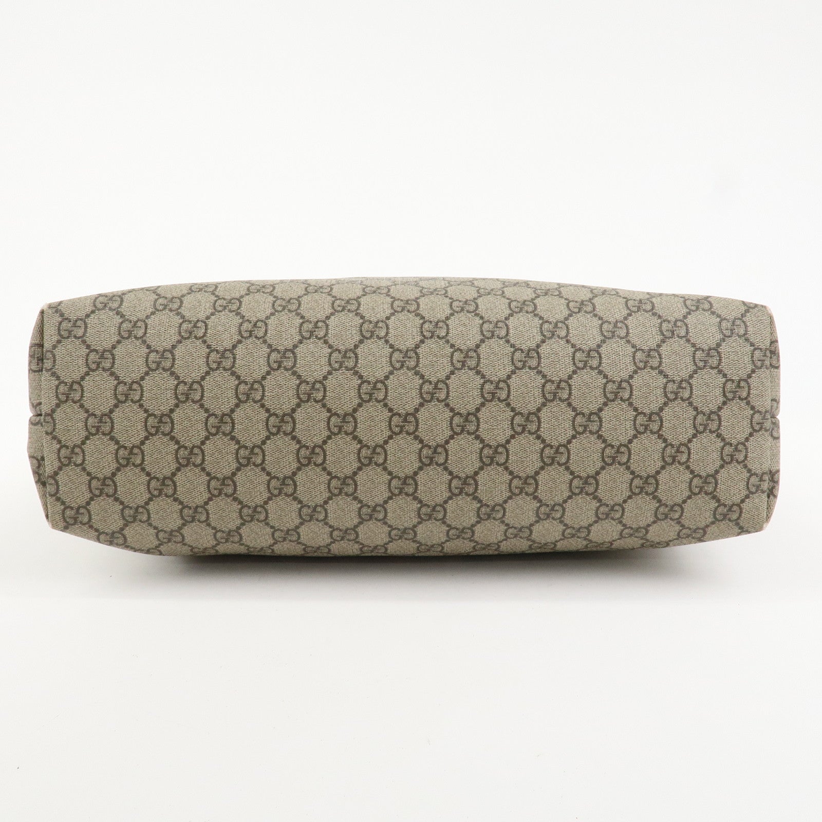 GUCCI GG Supreme Sherry Leather Tote Bag Beige Brown 211134