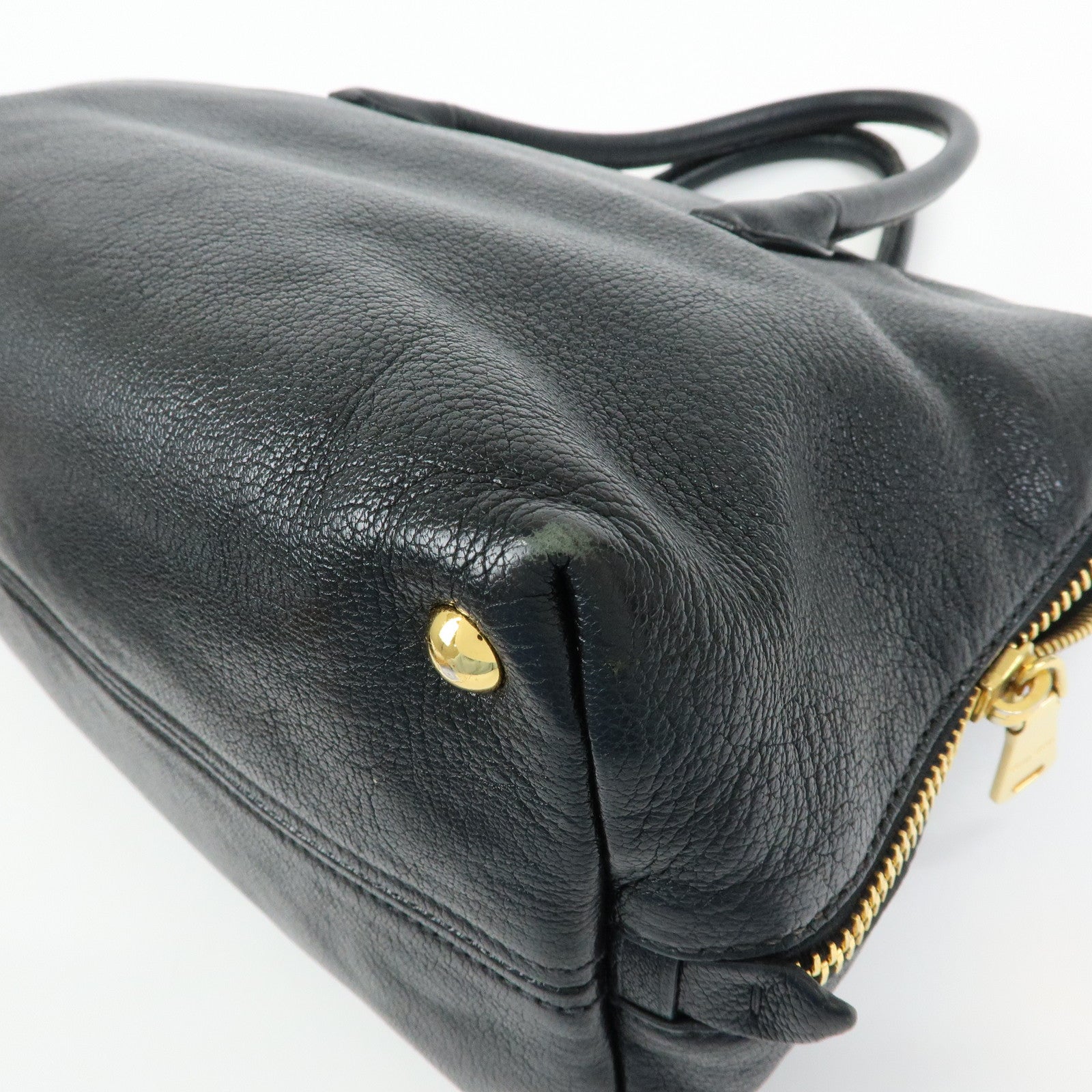 MIU MIU Madras Leather 2WAY Bag Hand Bag Shoulder Bag Black RN1016