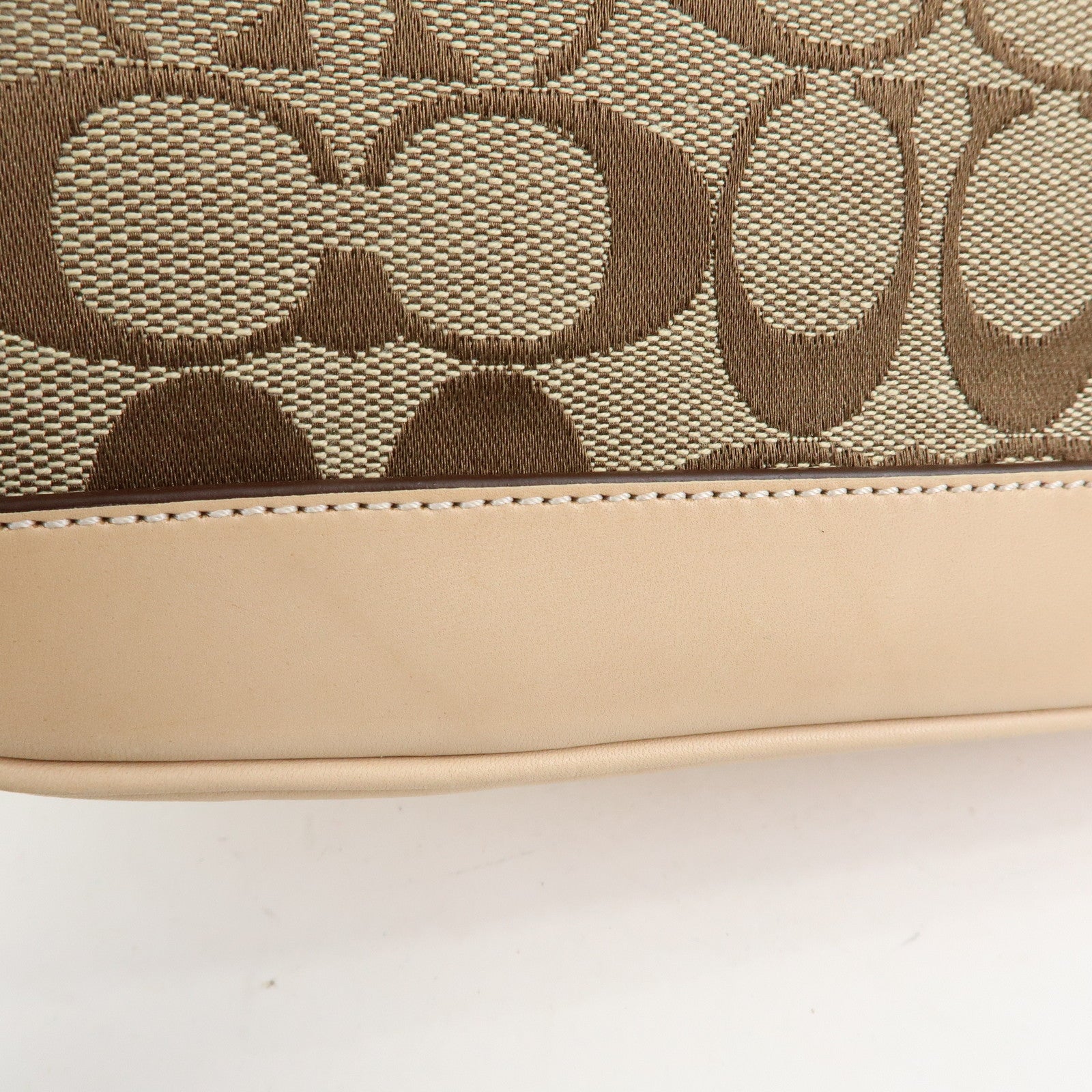 COACH Signature Canvas Leather Mini Hand Bag Brown Beige