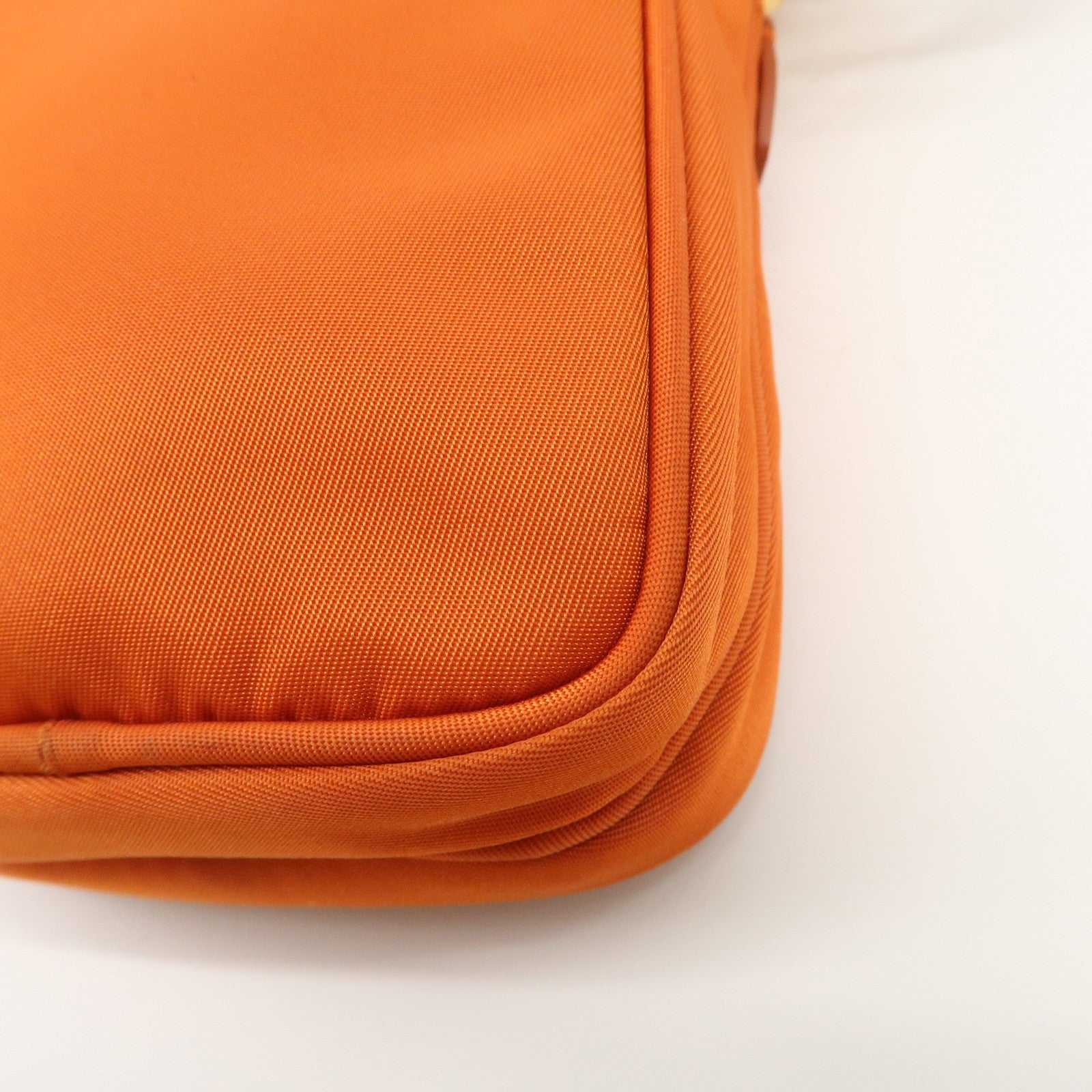 PRADA Triangle Logo Leather Nylon Smartphone Case Orange 2ZT012 Used