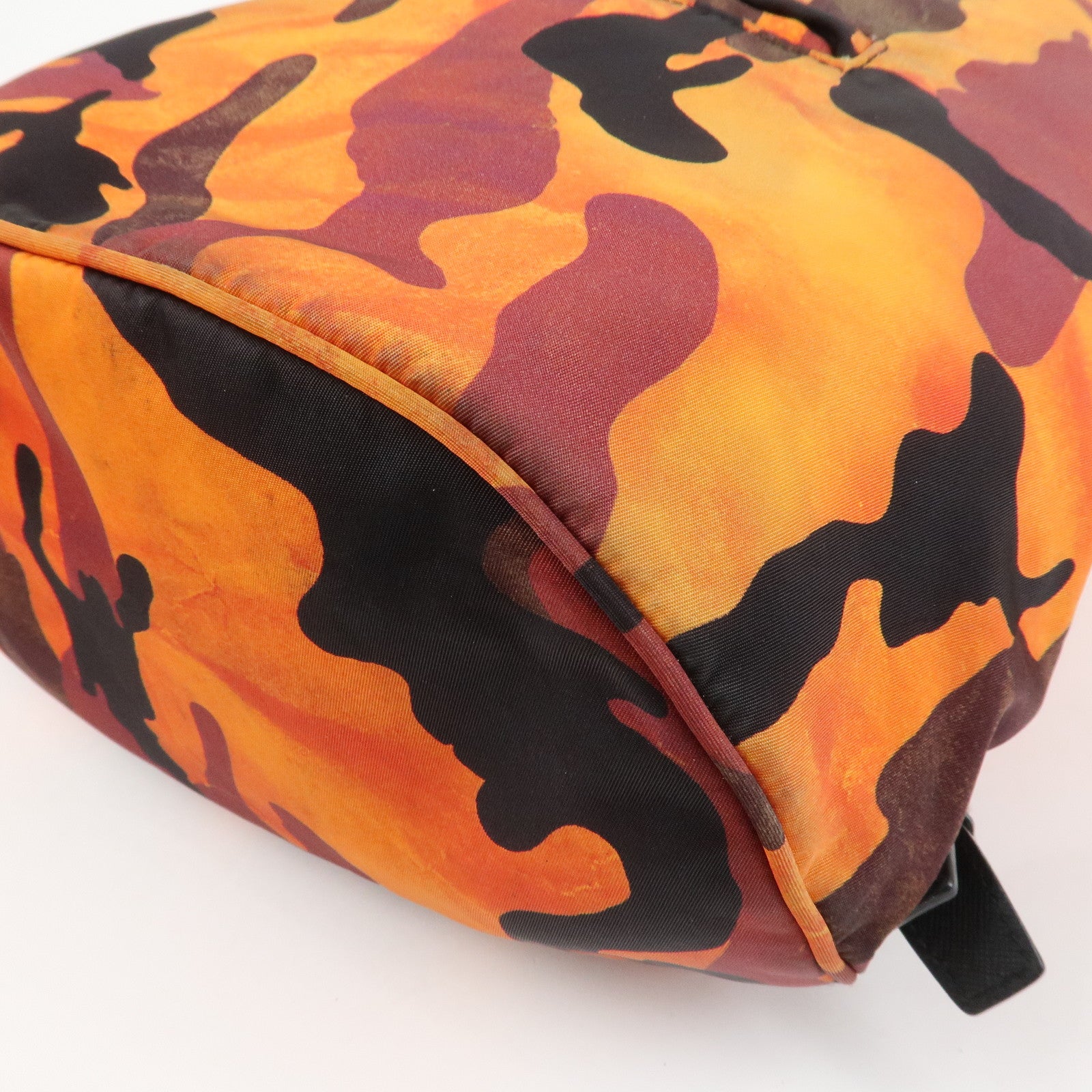 PRADA Triangle Logo Nylon Leather Backpack Camouflage OrangeBZ0032