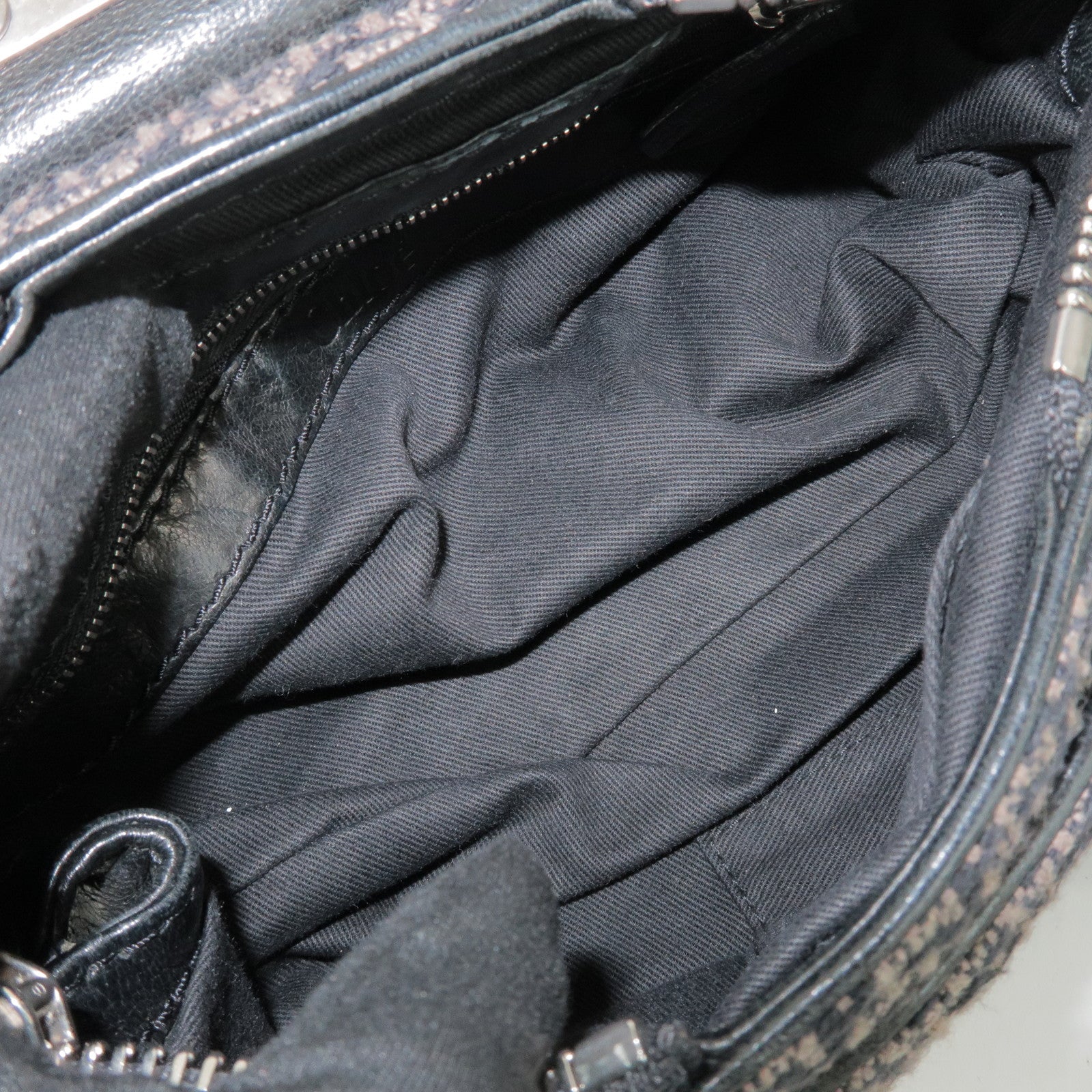 Chloe Paddington Mini Tweed Leather Hand Bag Black Brown