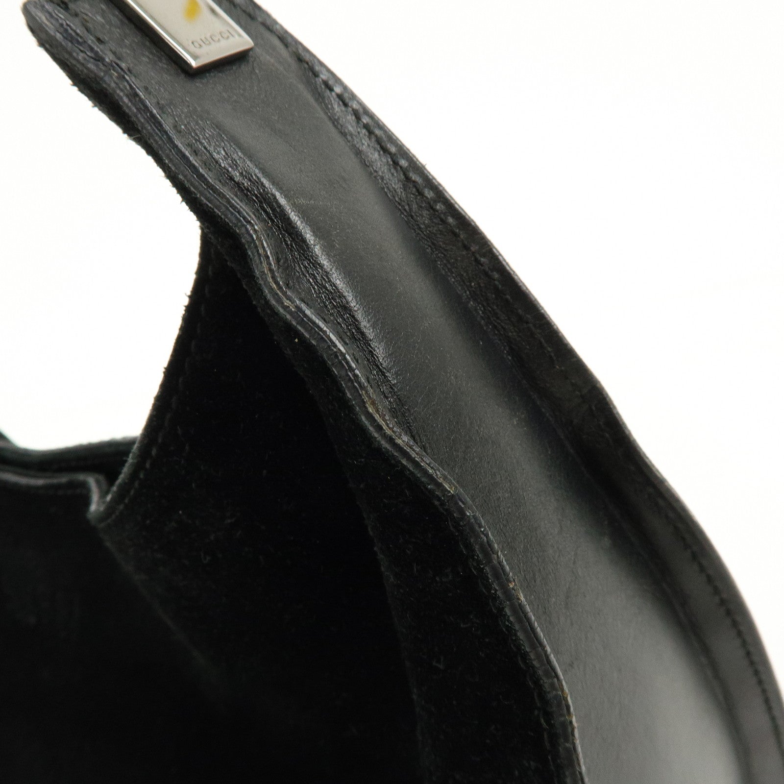 GUCCI Suede Leather Shoulder Bag Hand Bag Black 001・3767