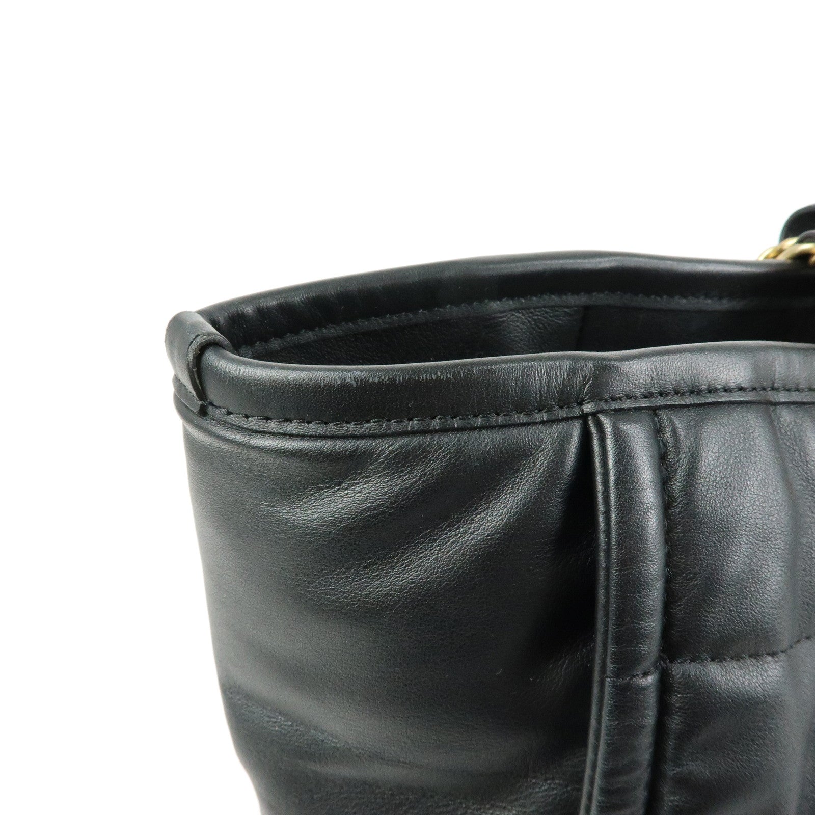 CHANEL Deauville GM Lamb Skin 2Way Shoulder Tote Bag Black A66941