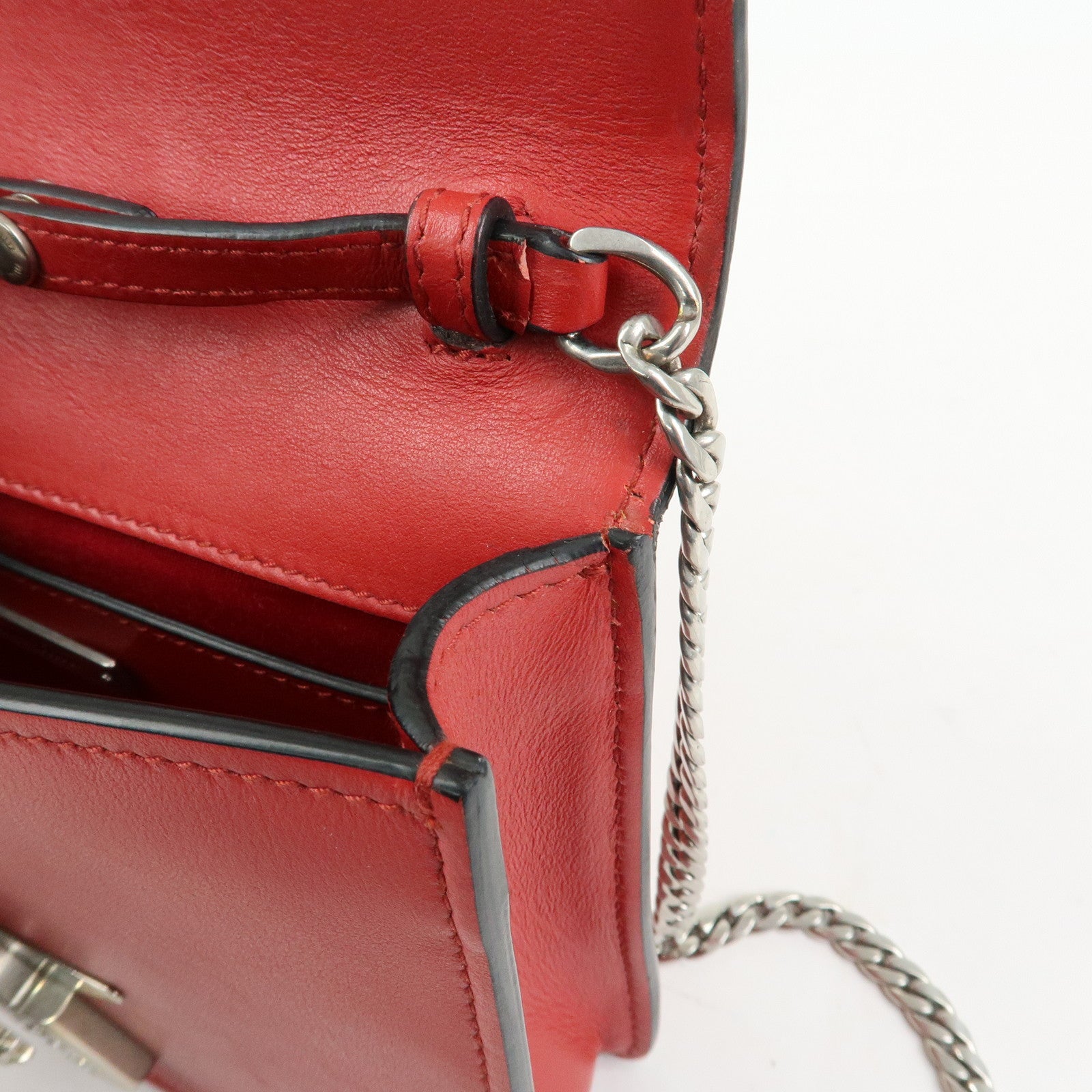 MIU MIU Leather Star Chain Shoulder Bag Crossbody Bag Red