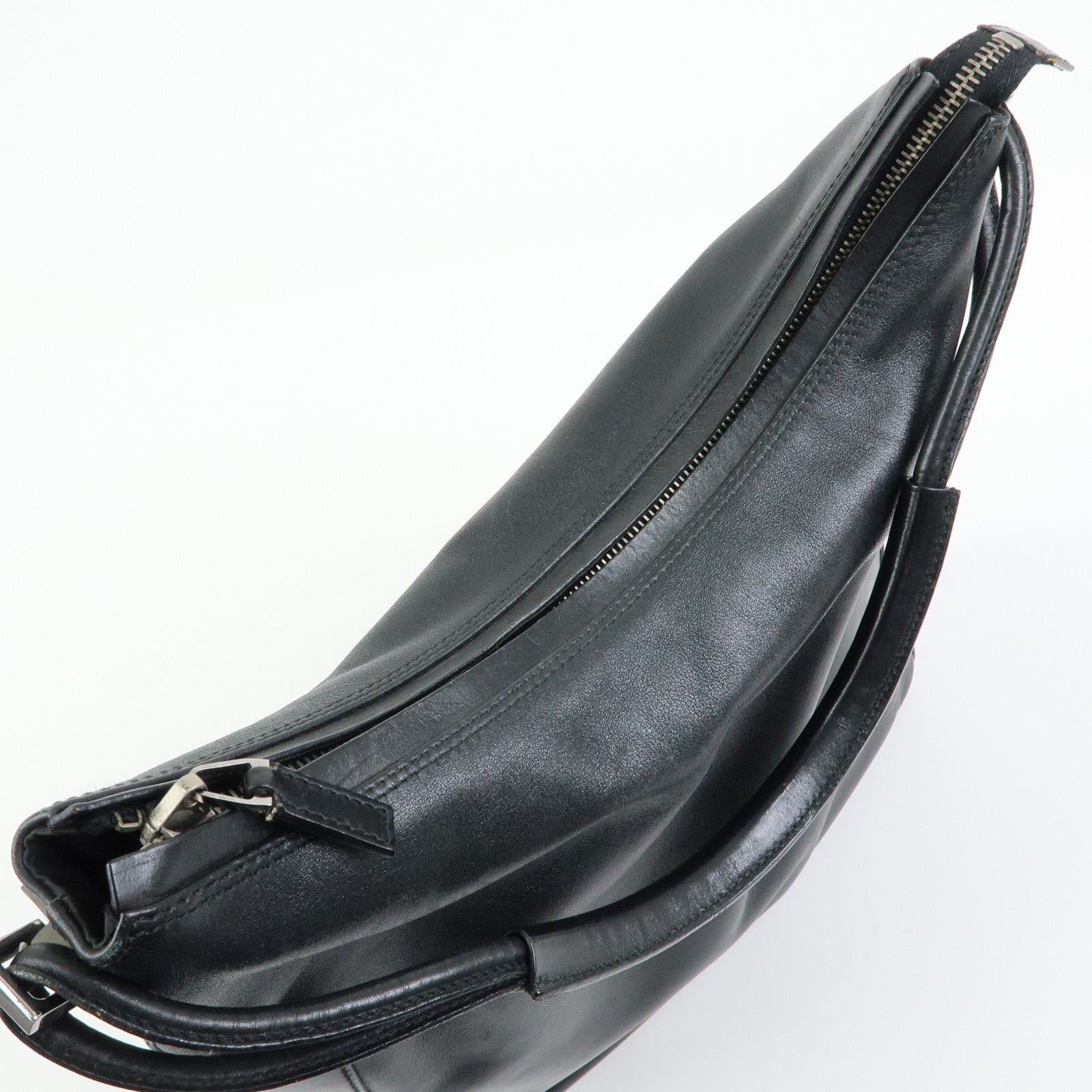GUCCI Leather Shoulder Bag Hand Bag Tote Bag Black 001・3770