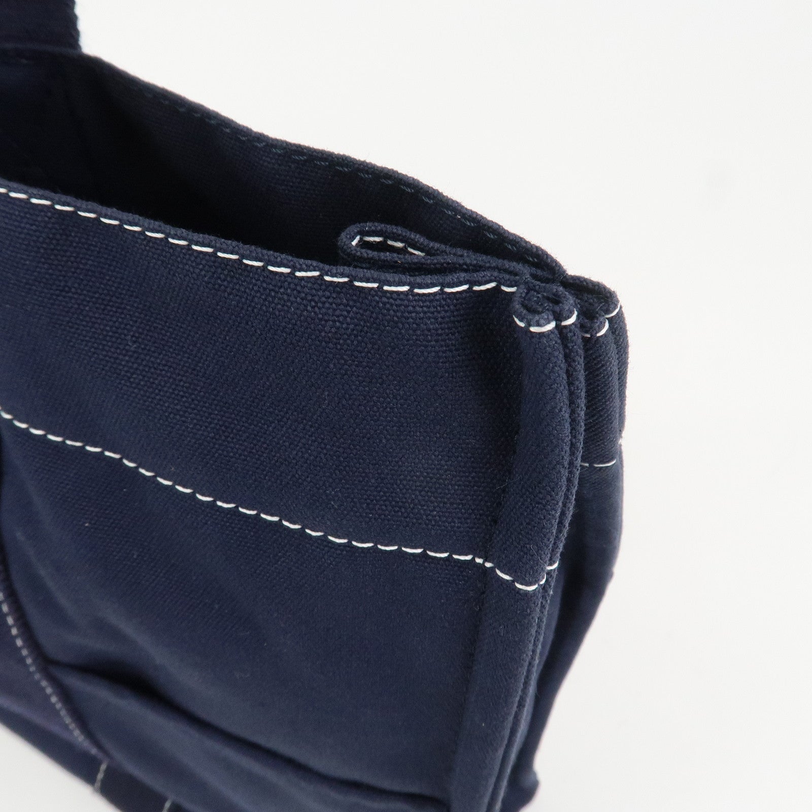 HERMES Deauville MM Cotton Tote Bag Hand Bag Navy