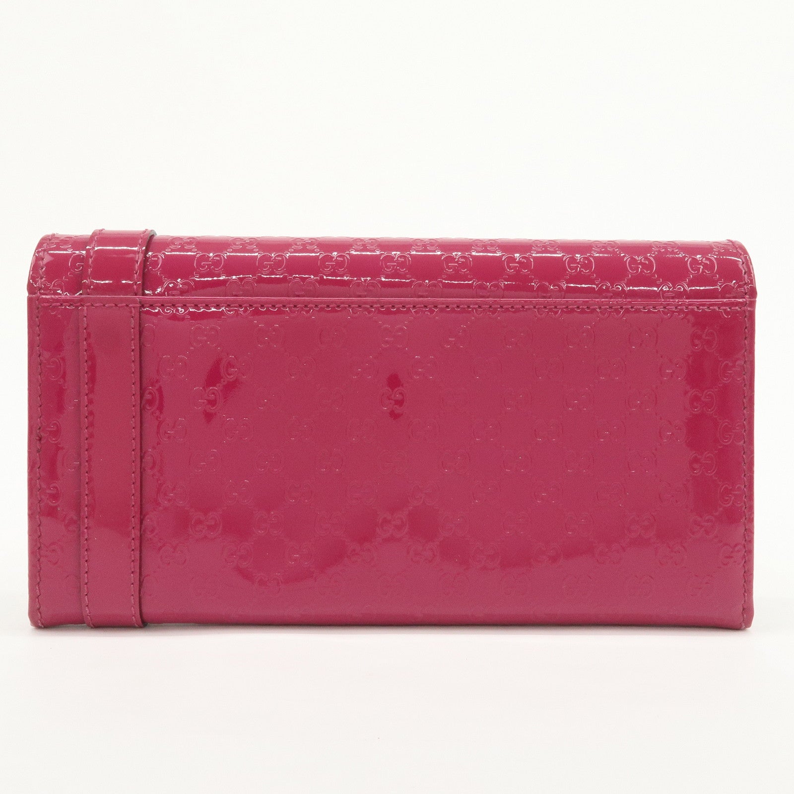 GUCCI Nice Micro Guccissima Patent Leather Long Wallet Pink 309760