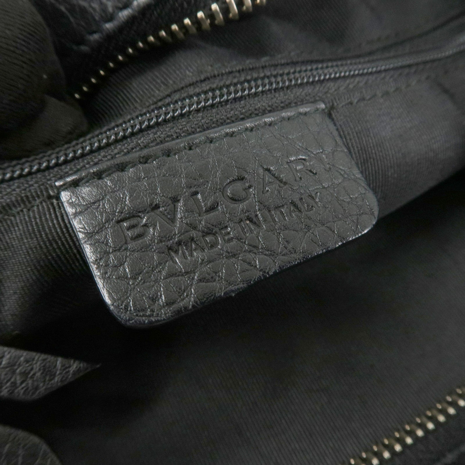 BVLGARI Logo Mania Leather Canvas Tote Bag Hand Bag Black Used