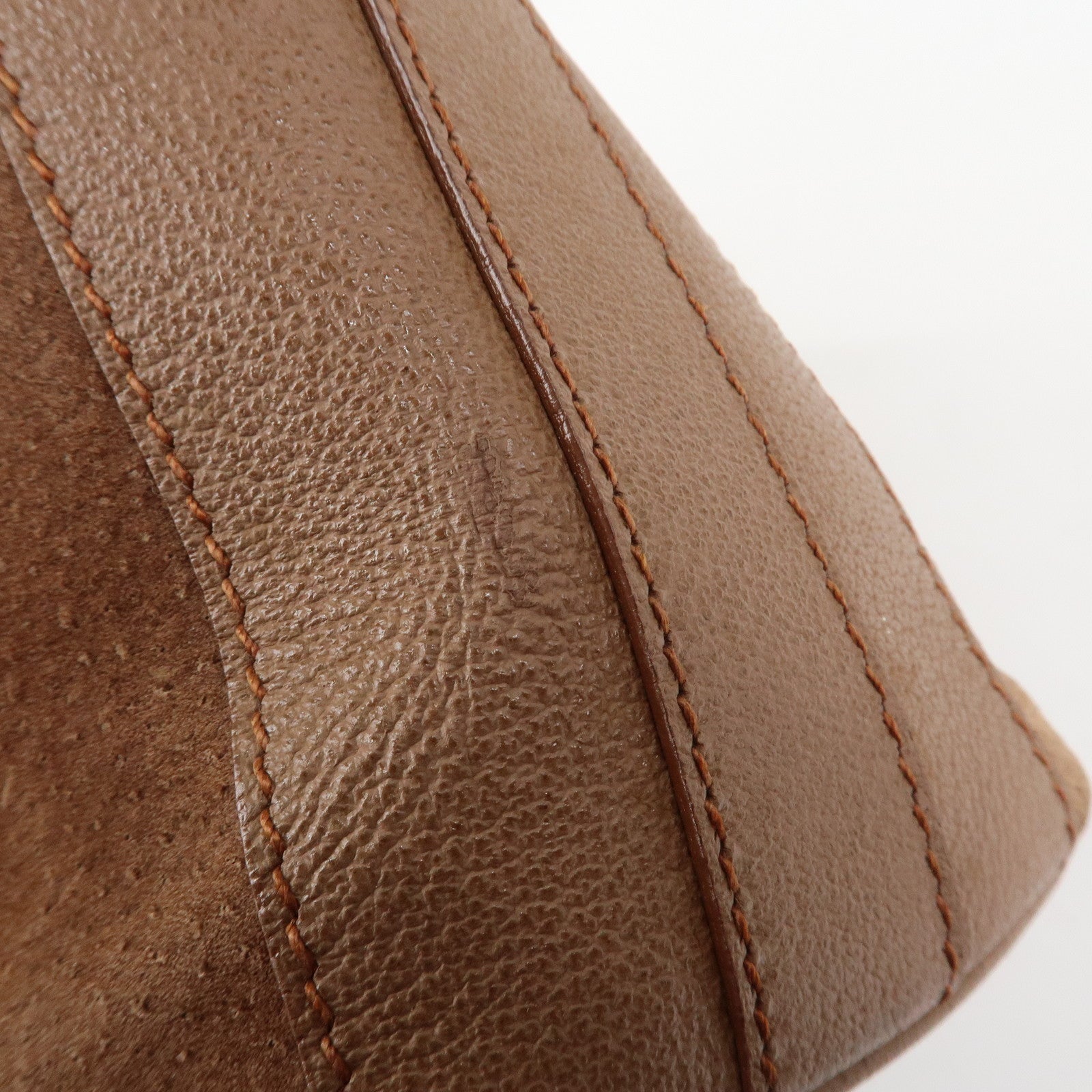 GUCCI Bamboo Suede Leather 2WAY Bag Hand Bag Brown 001・3754・1657