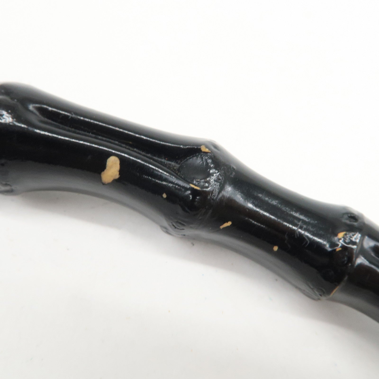 GUCCI Bamboo Leather Shoulder Bag Hand Bag Black Gold