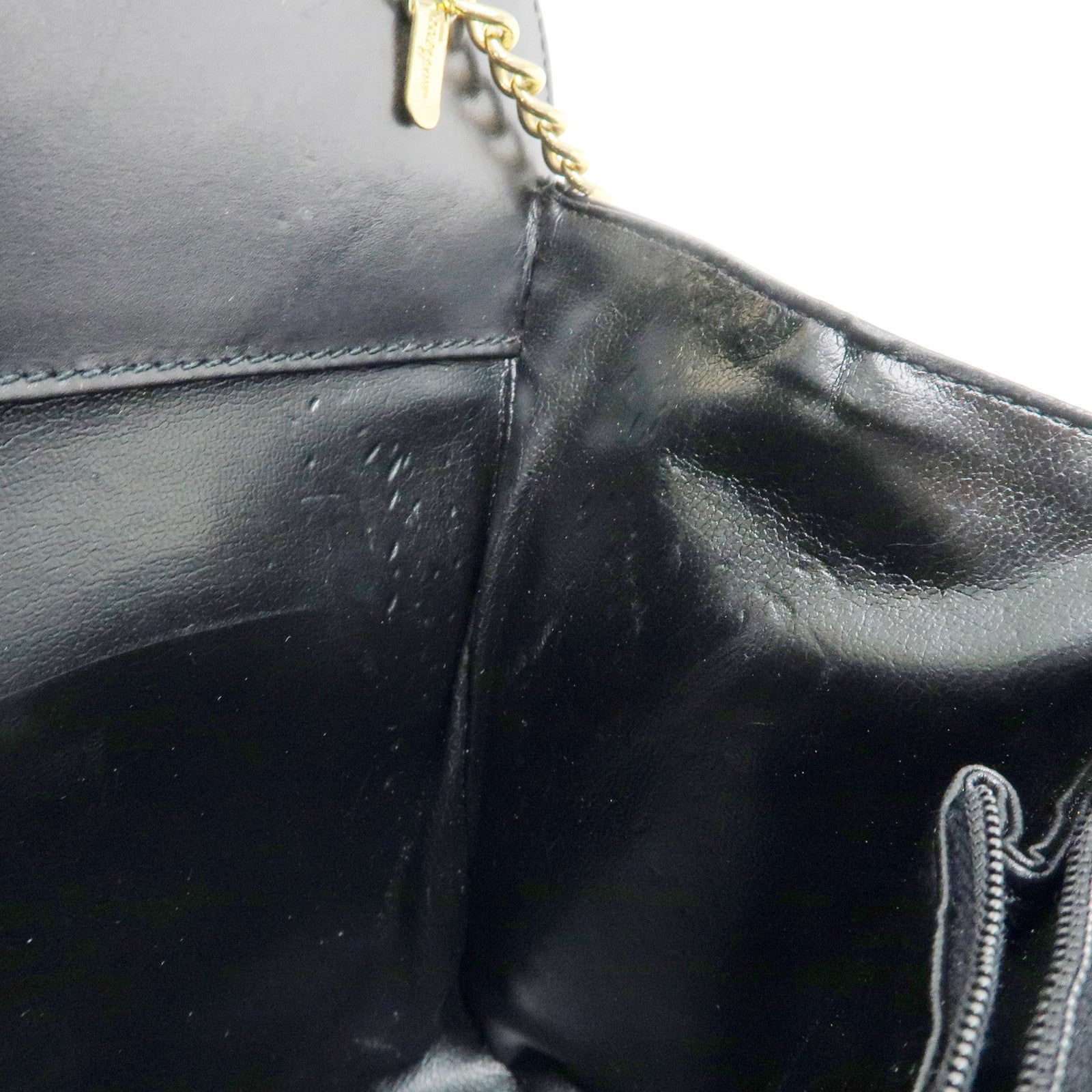 Ferragamo Gancini Leather 2Way Bag Clutch Bag Shoulder Bag Black