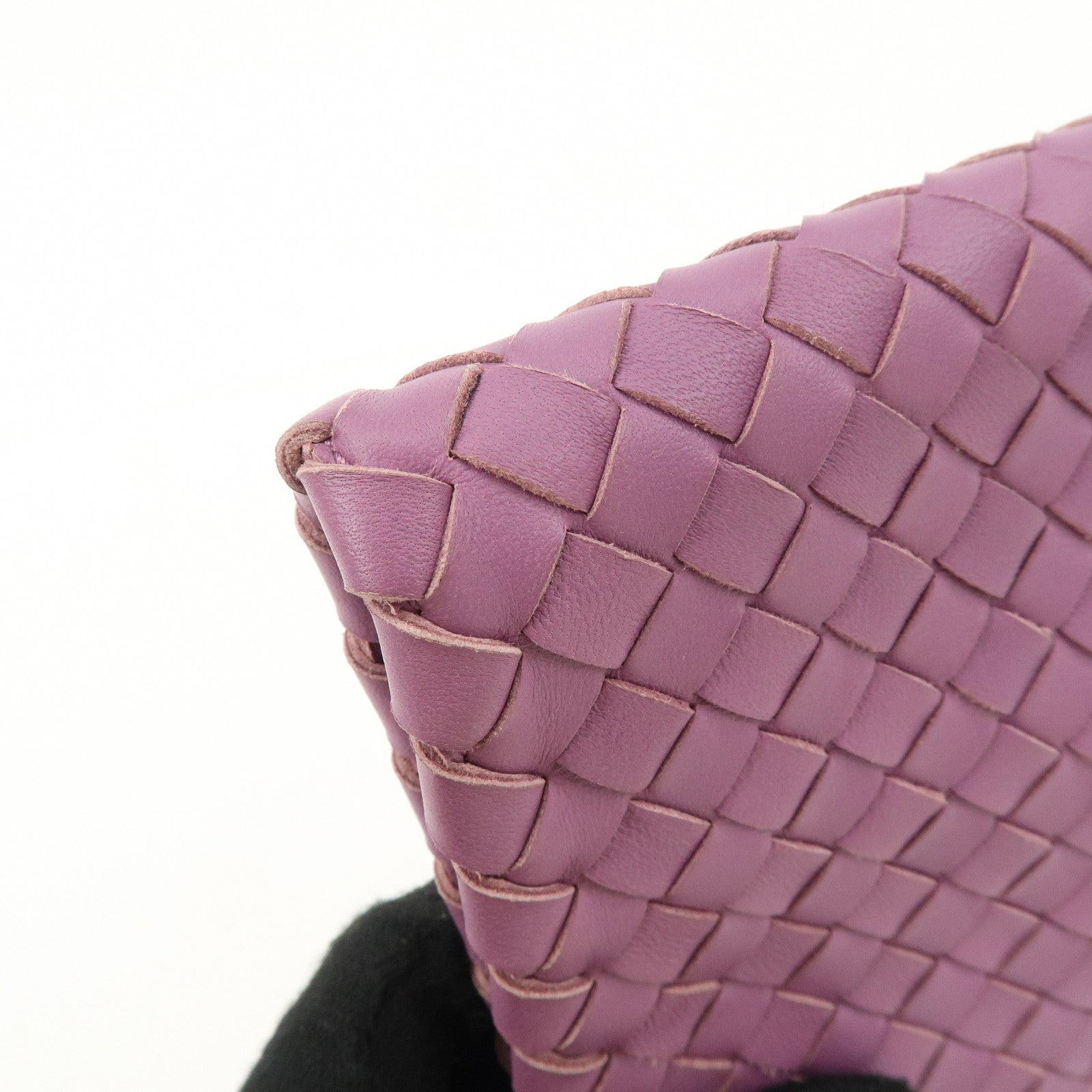 BOTTEGA VENETA Intrecciato Leather Clutch Bag Purple Used