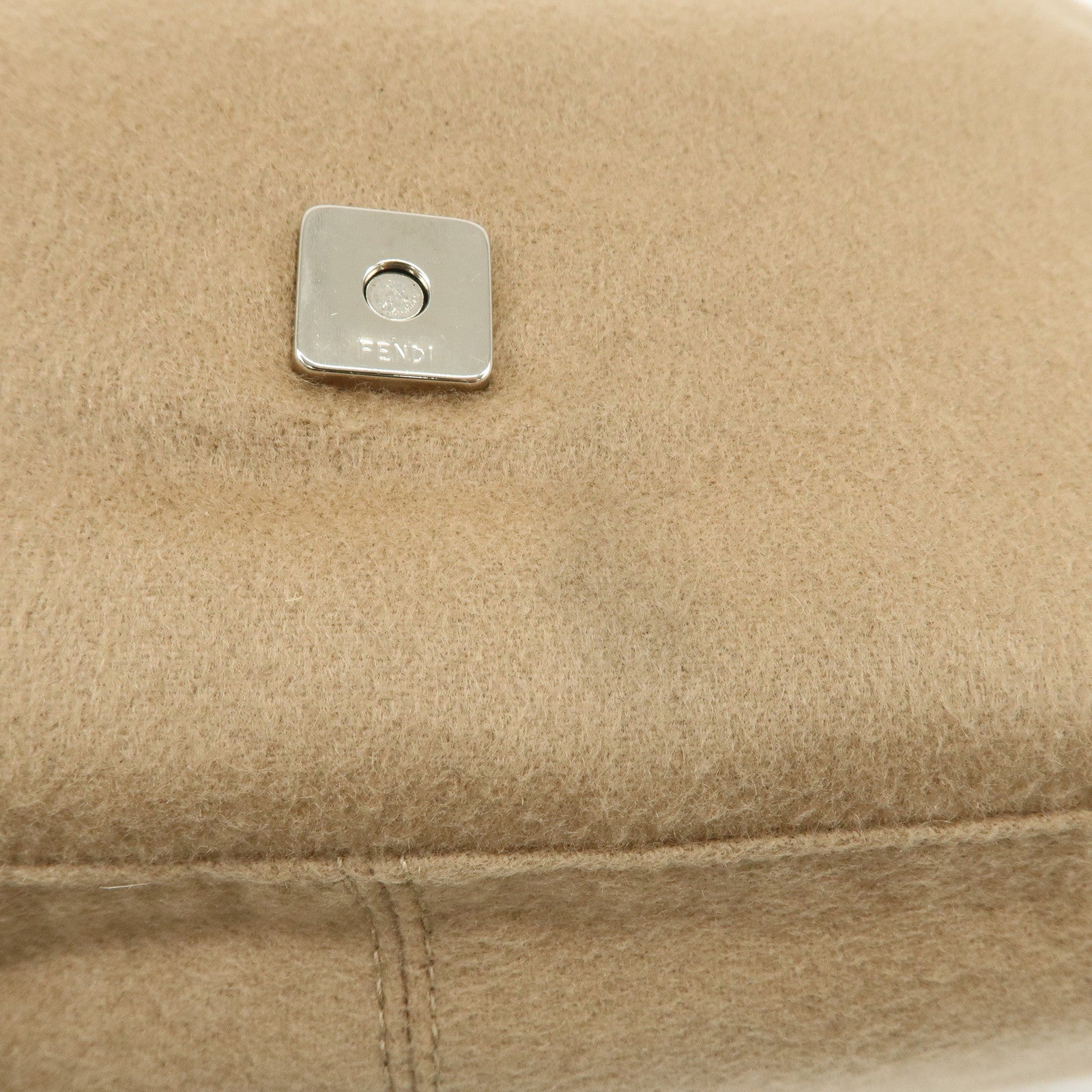 FENDI Zucca Mamma Baguette Wool Shoulder Bag Black Brown 26325