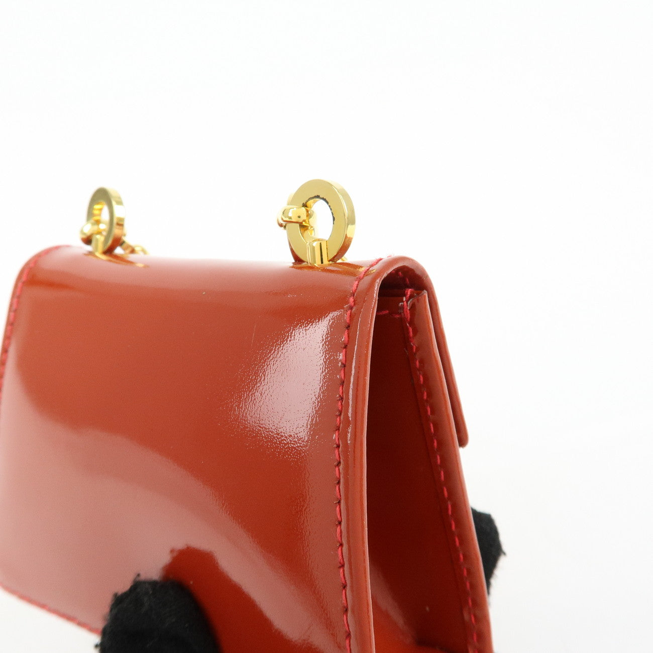 Ferragamo Gancini Patent Leather Chain Shoulder Crossbody Bag Red