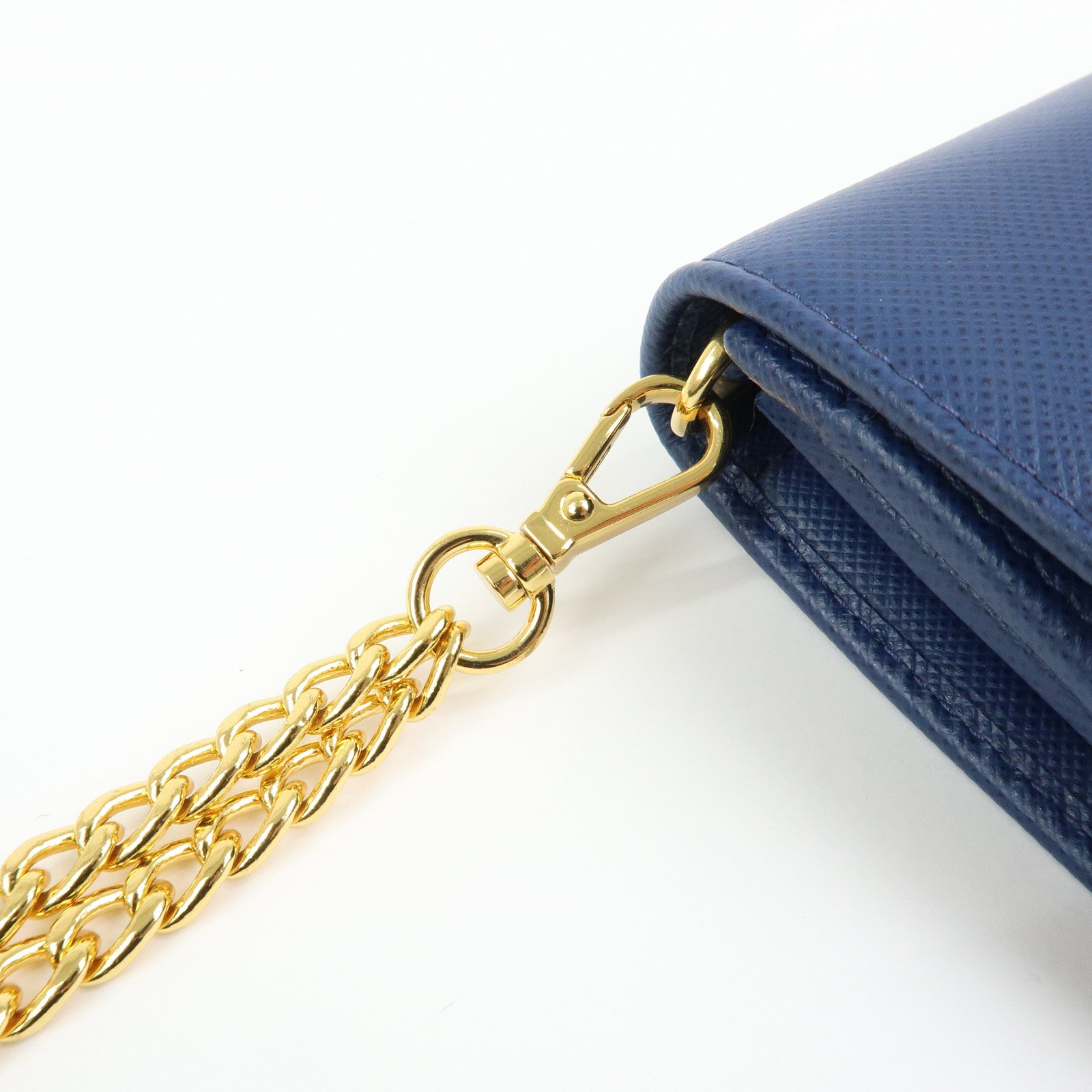 PRADA Saffiano Leather Compact Wallet Card Case Blue 1MC015