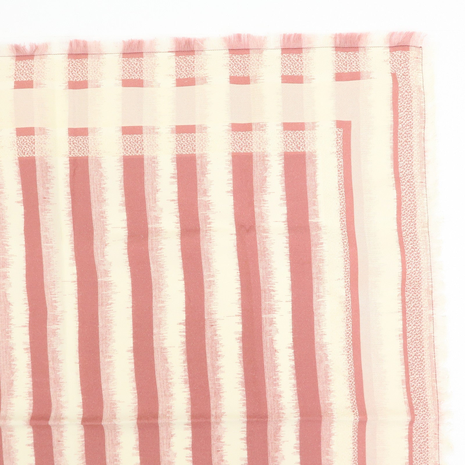 Christian Dior Logo Silk Cotton Polyester Scarf Stripe Print Pink