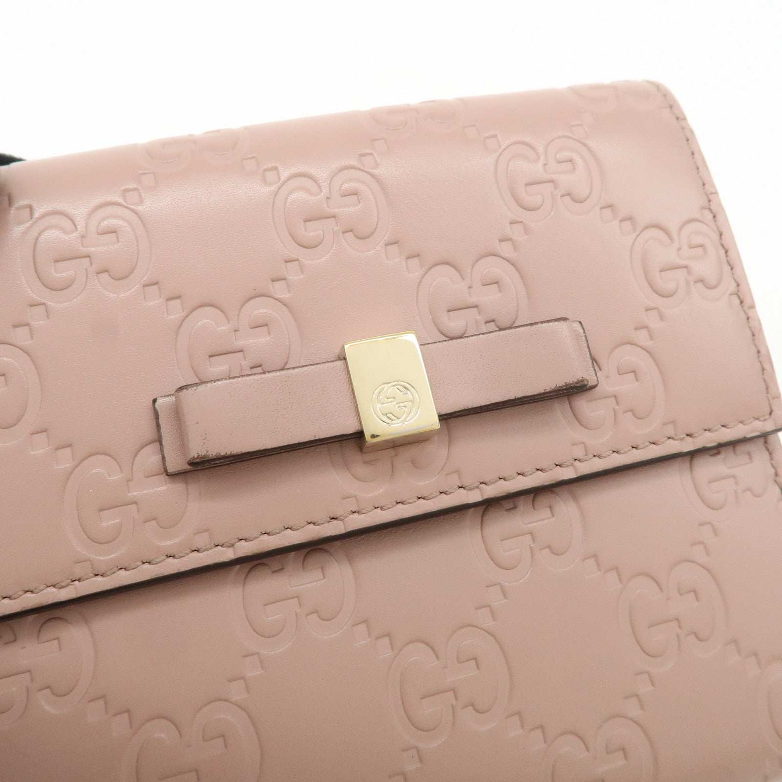 GUCCI Guccissima Leather Bi-Fold Compact Wallet Pink 406925