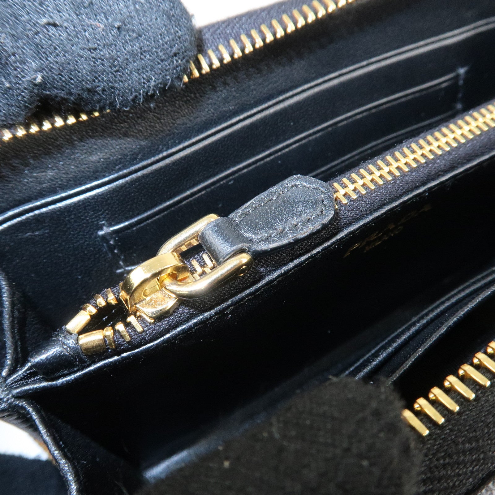 PRADA Nappa Leather Round Zippy Compact Wallet Black 1ML157 Used