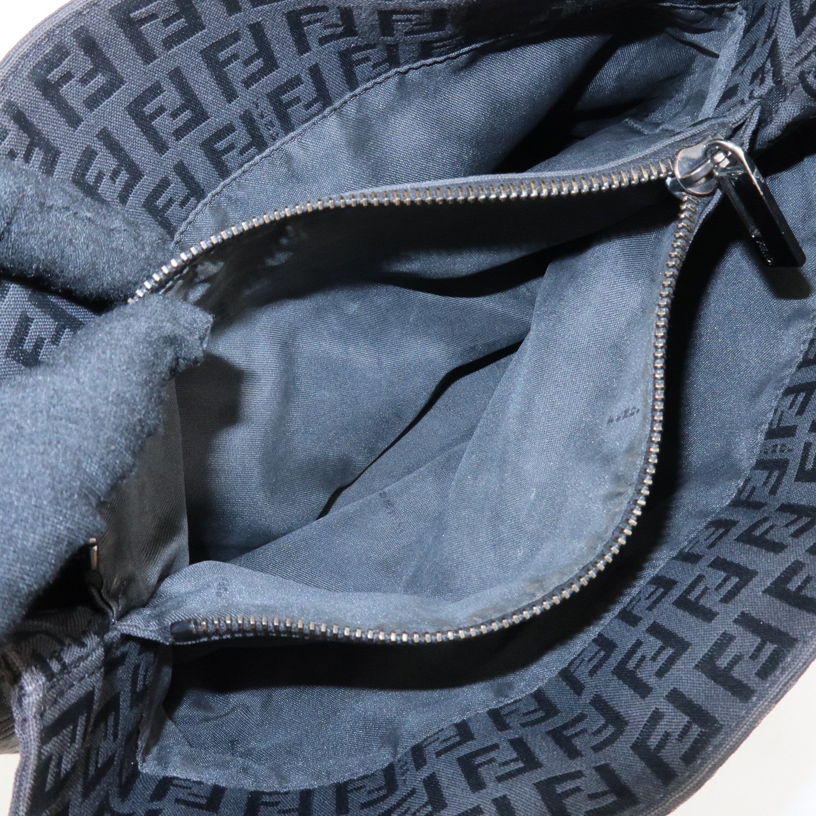 FENDI Zucchino Canvas Leather Hand Bag Tote Bag Dark Brown 8BH132