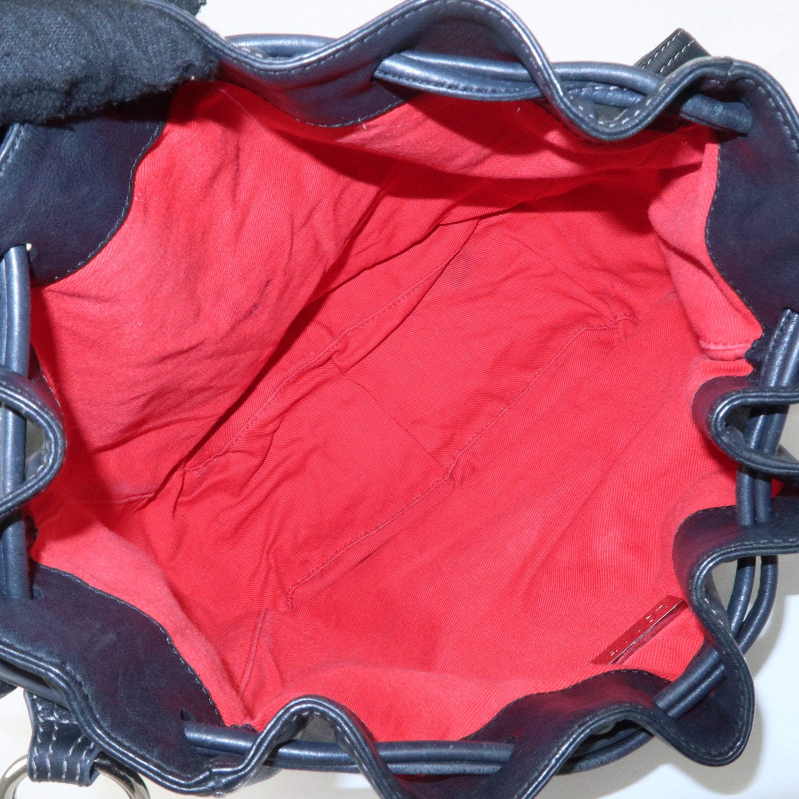 LOEWE Anagram Leather Suede Shoulder Bag Black Silver Used