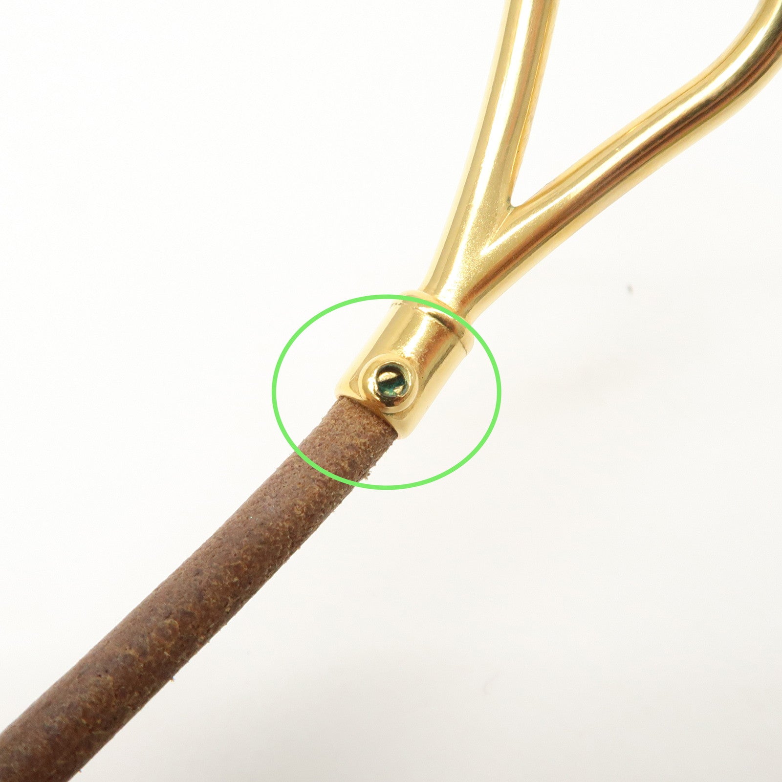 HERMES Jumbo Leather Metal Choker Bracelet Brown