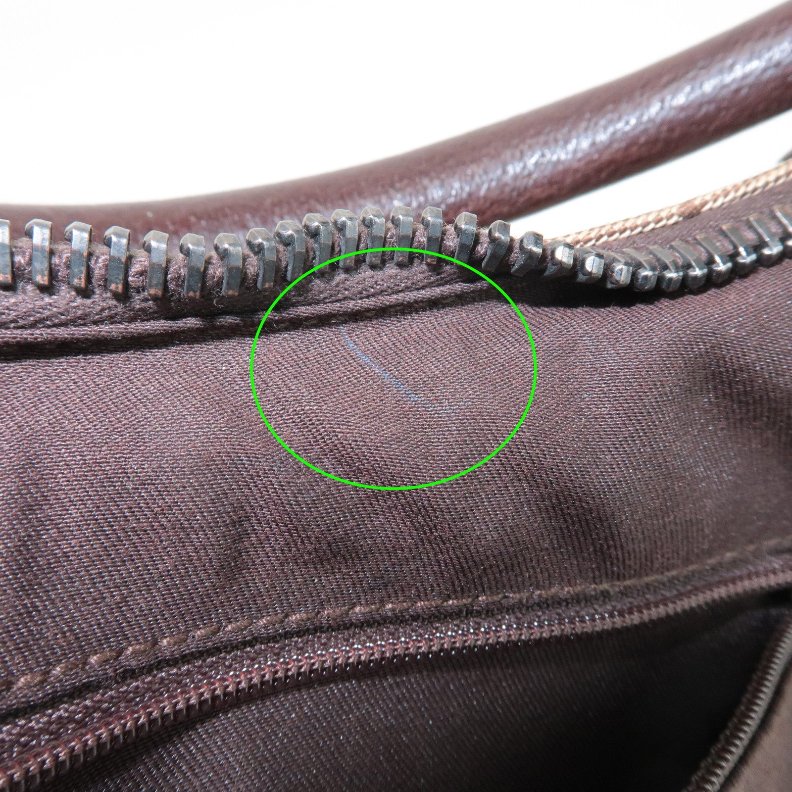 GUCCI GG Canvas Leather Shoulder Bag Hand Bag Beige Dark Brown 115002 Used