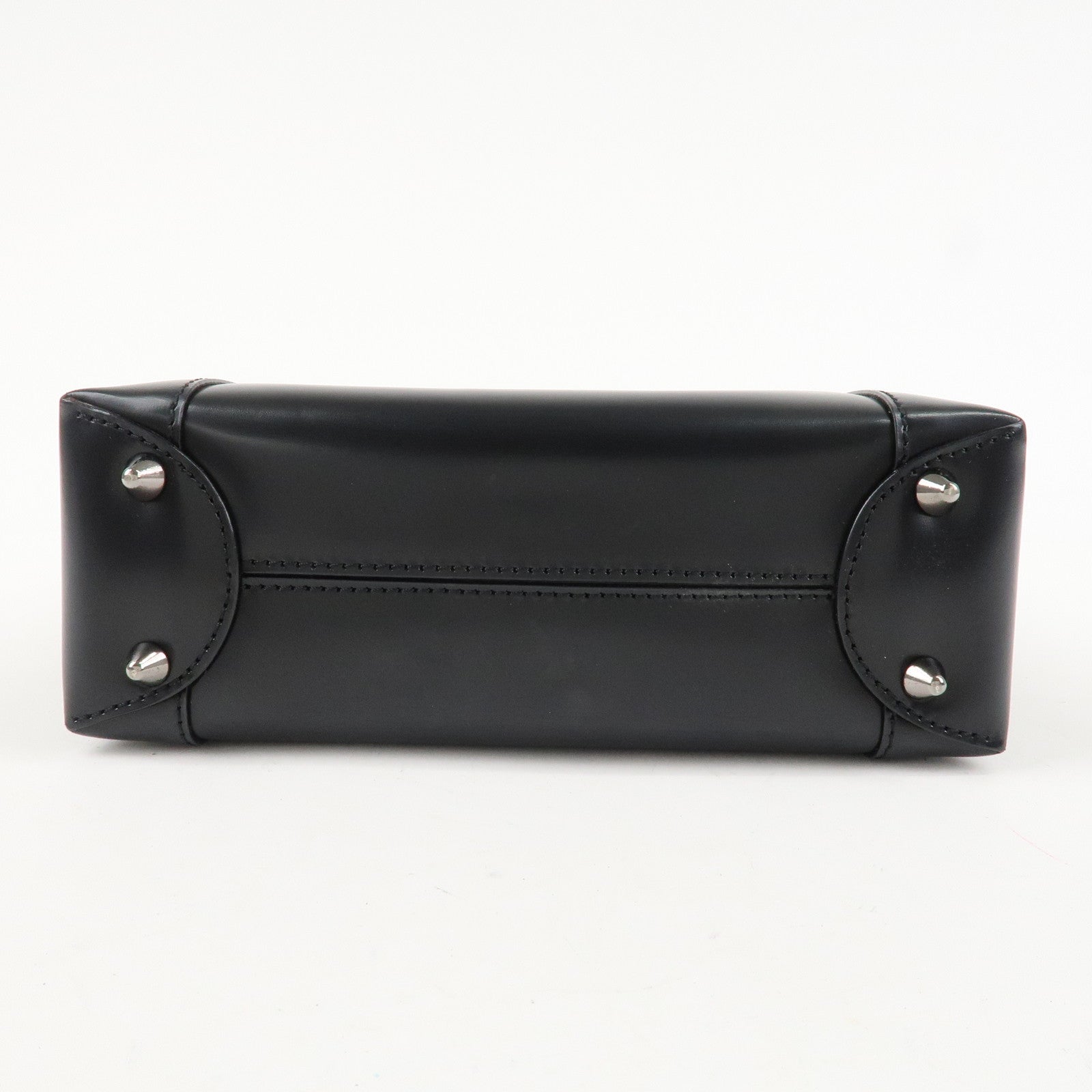 Christian Dior Enamel Leather Maris Pearl Hand Bag Black Used